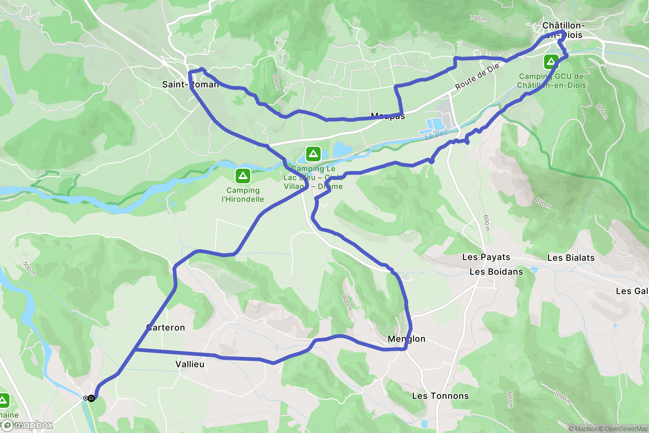 Recoubeau-Jansac : carte du parcours de randonnée - France