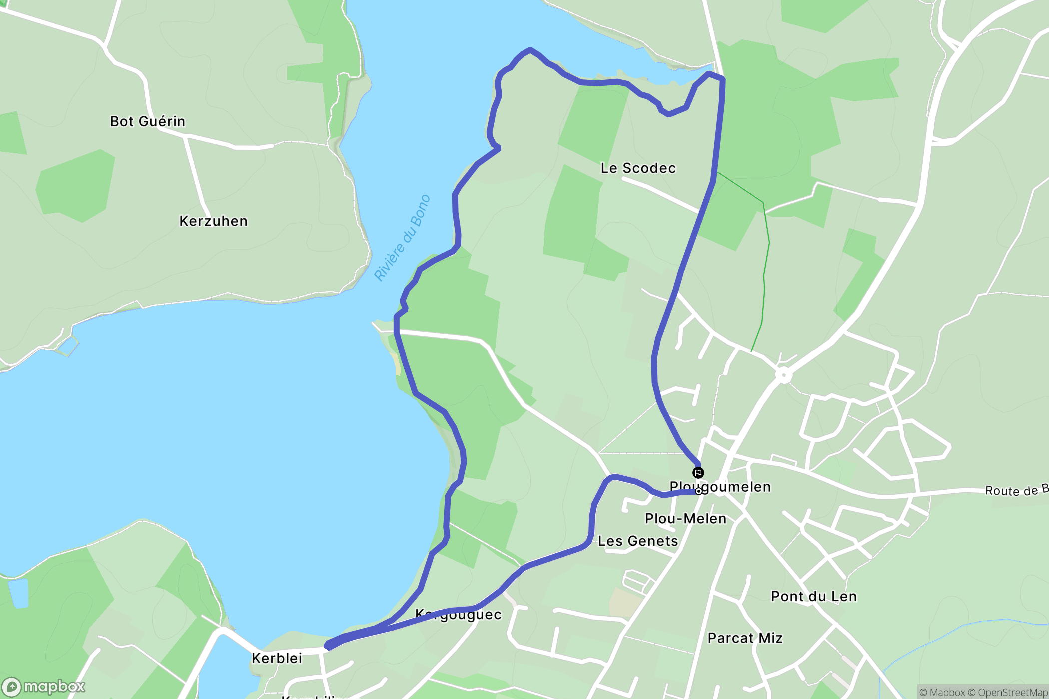 Plougoumelen : carte du parcours de randonnée - France