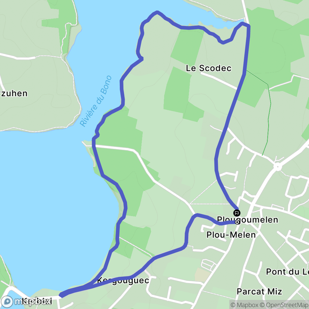 Plougoumelen : carte du parcours de randonnée - France