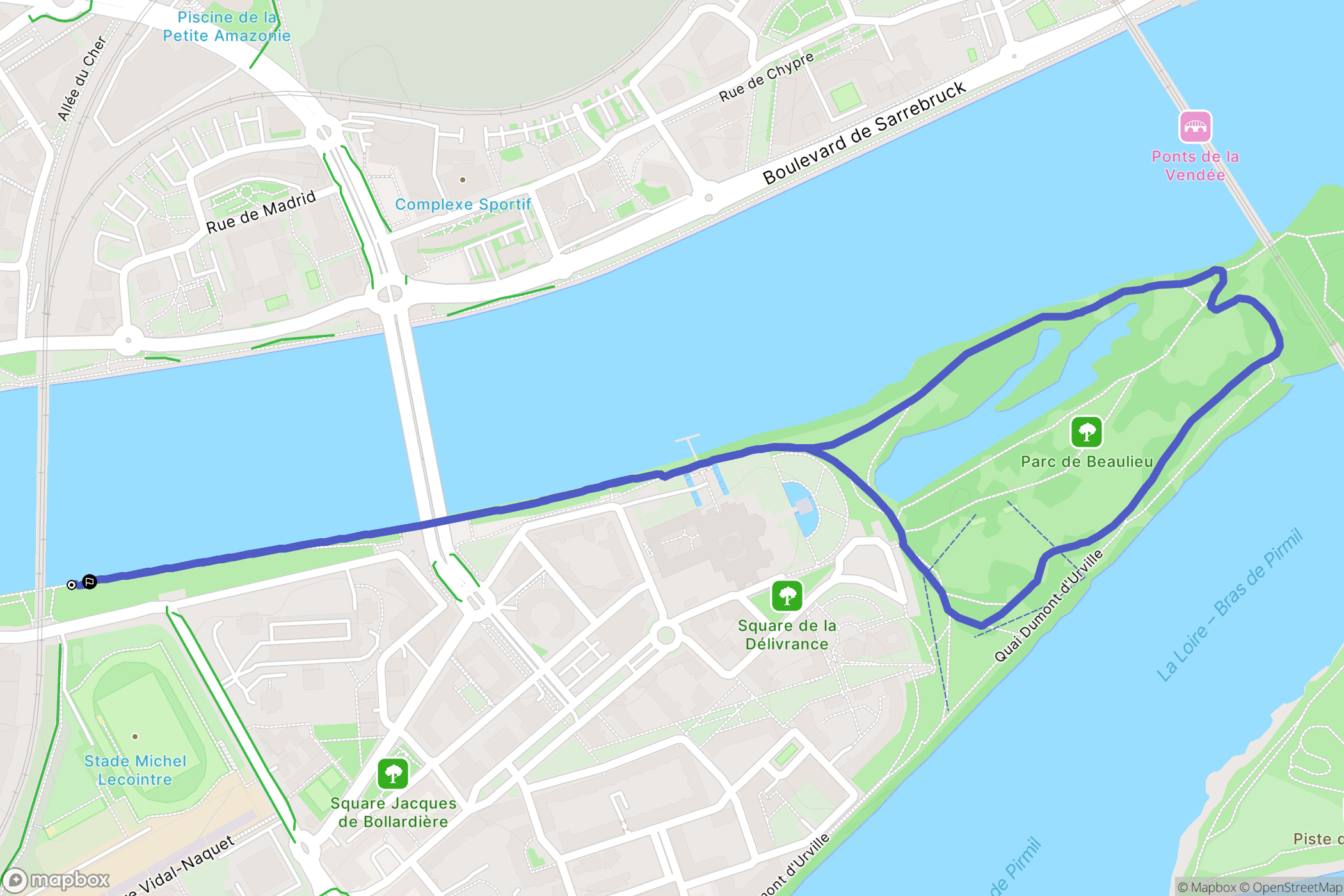 Nantes : carte du parcours de randonnée - France