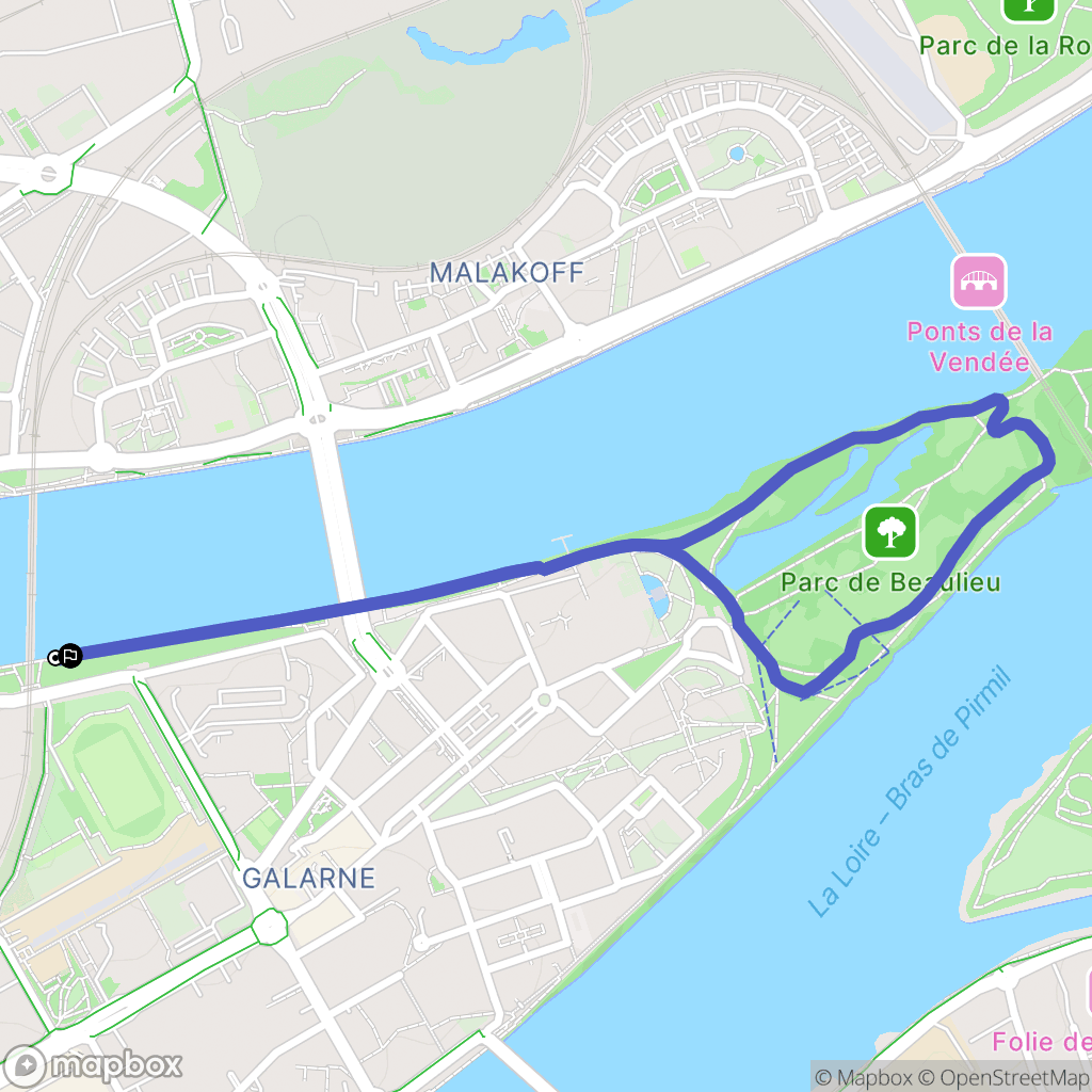 Nantes : carte du parcours de randonnée - France