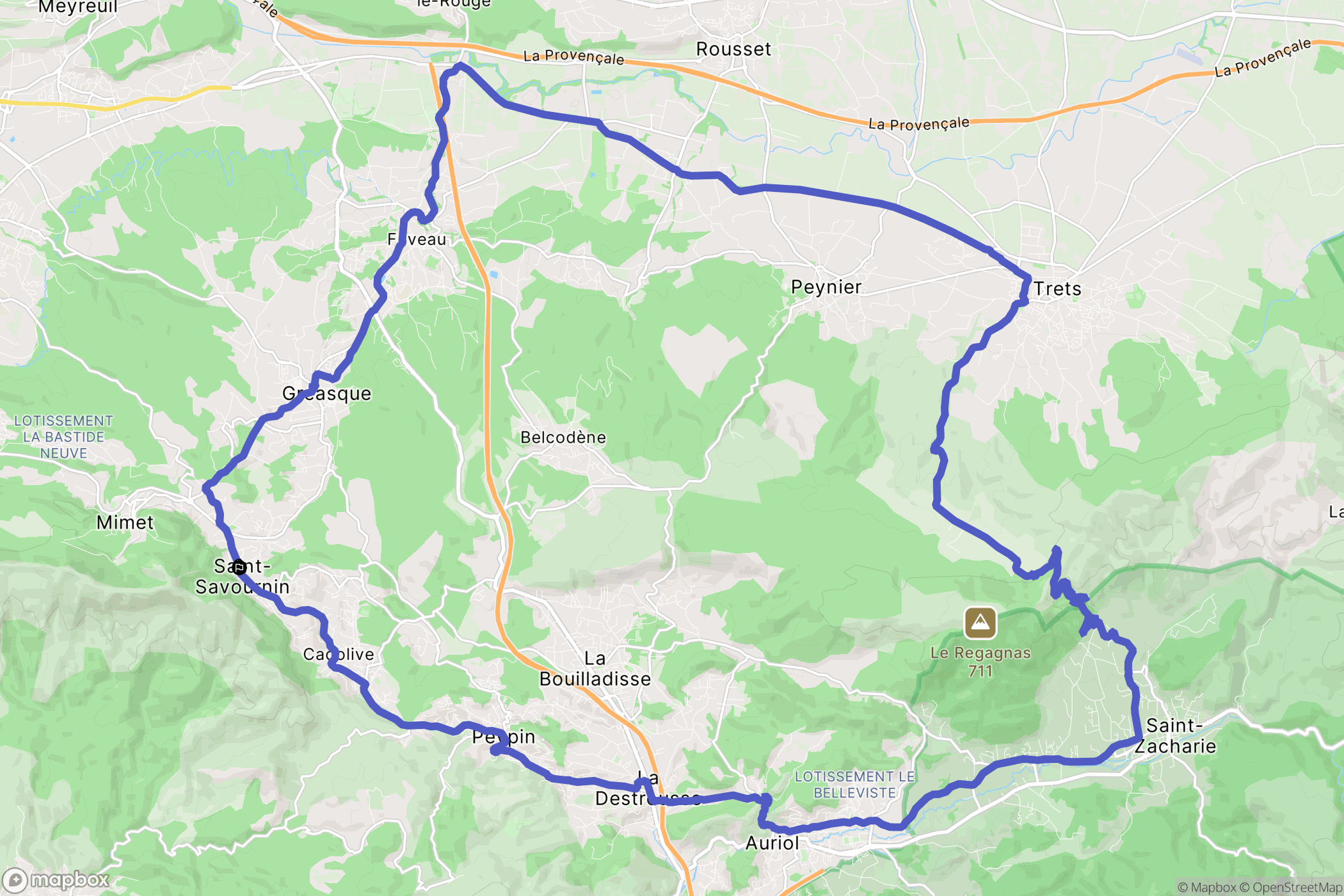 Saint-Savournin : carte du parcours de randonnée - France