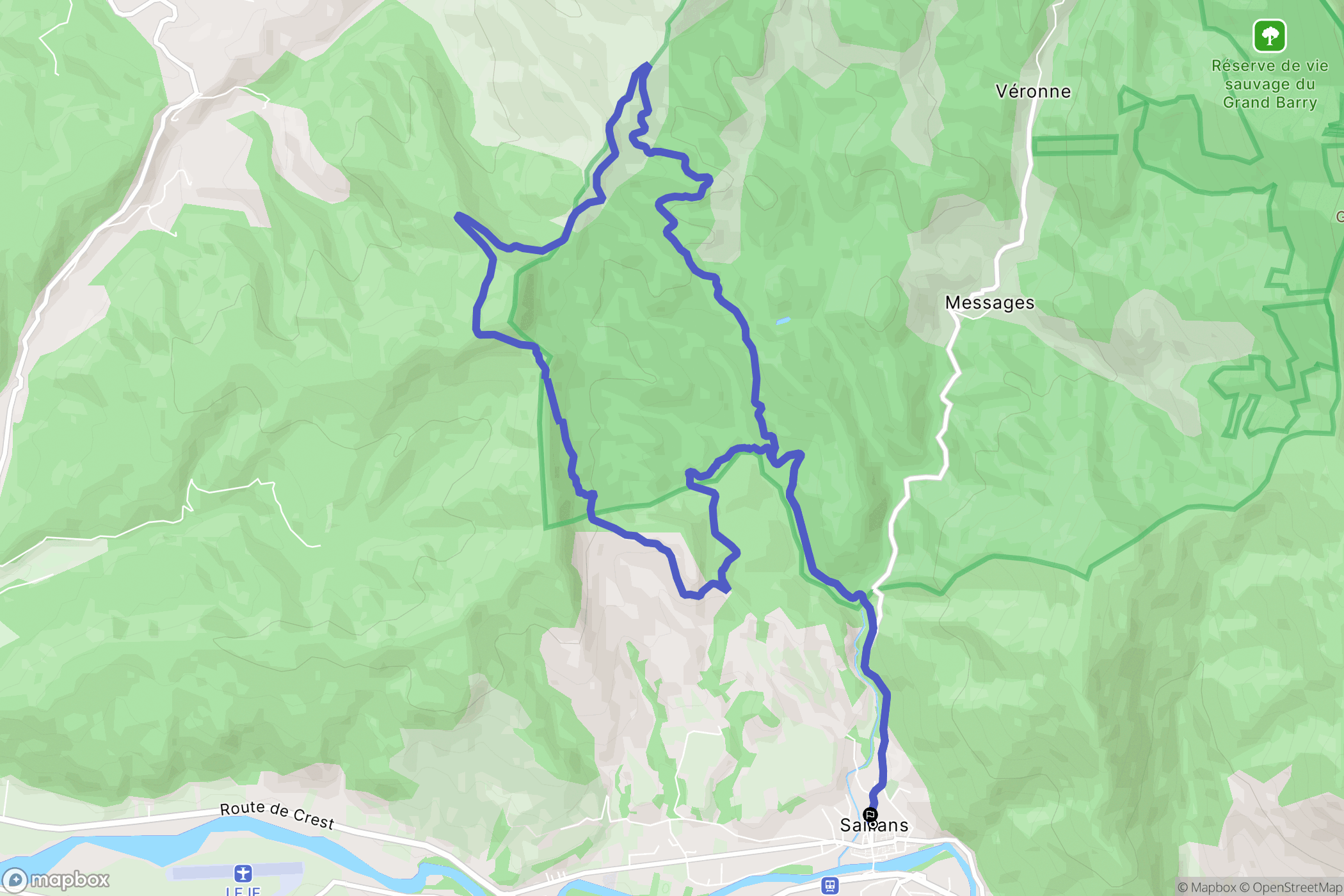Saillans : carte du parcours de randonnée - France