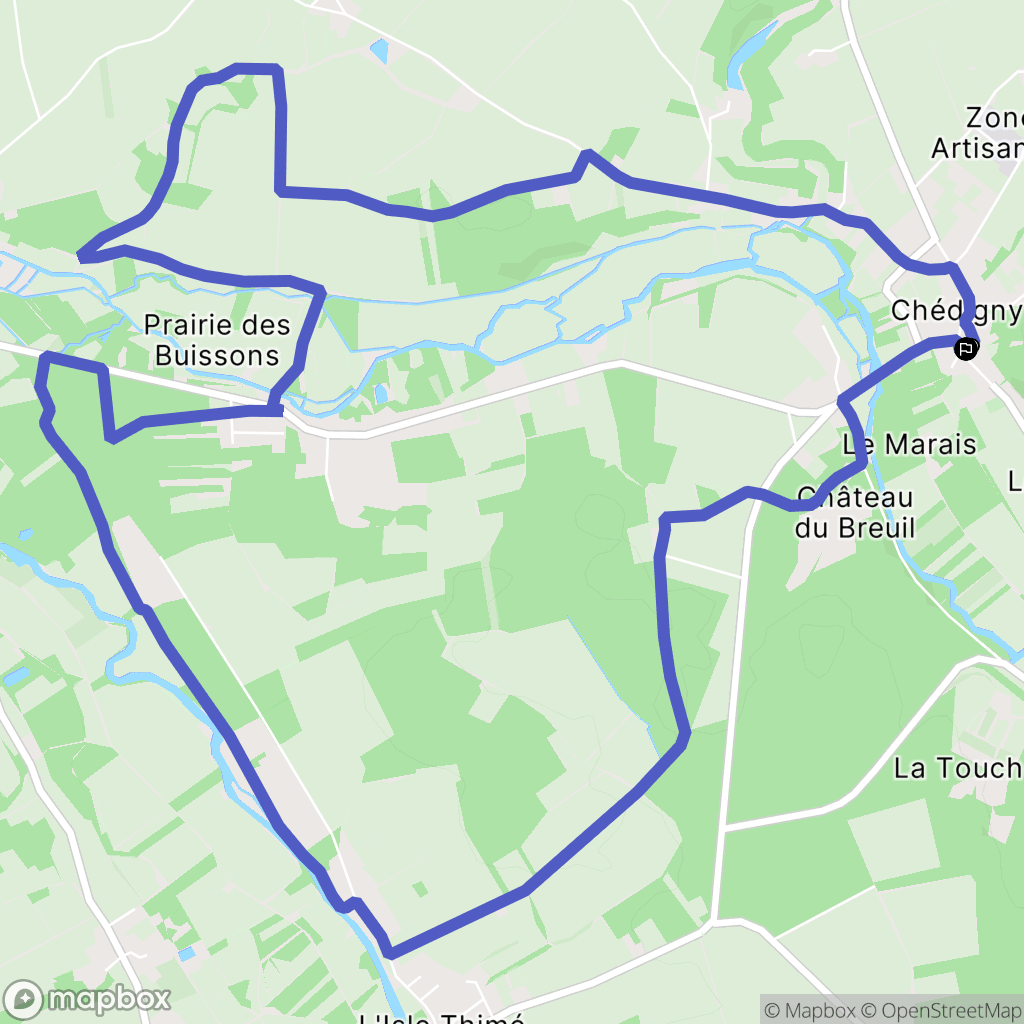 Chédigny : carte du parcours de randonnée - France