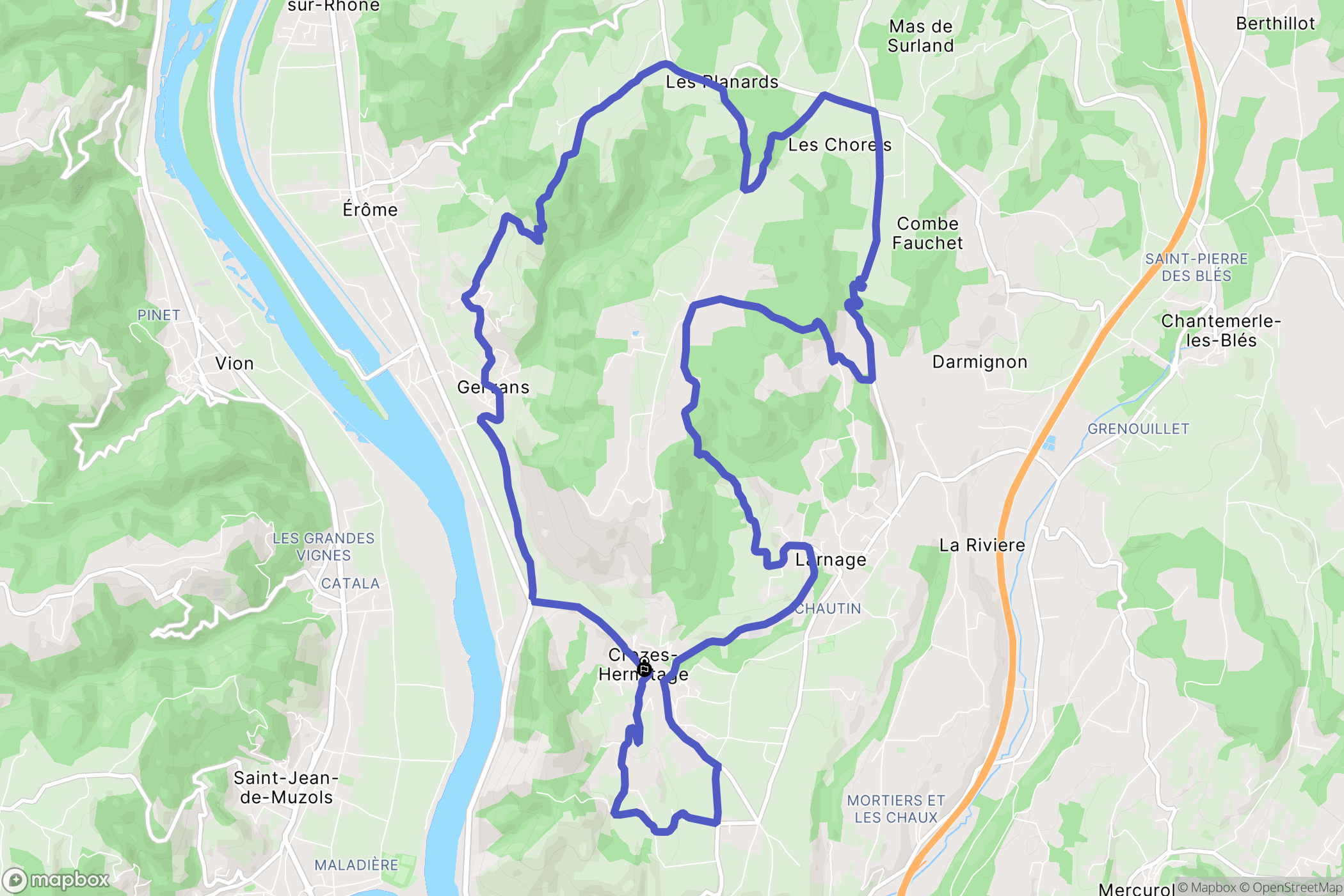 Crozes-Hermitage : carte du parcours de randonnée - France