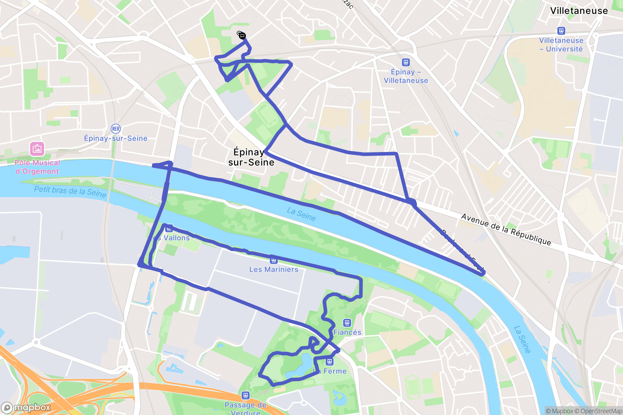 Épinay-sur-Seine : carte du parcours de randonnée - France