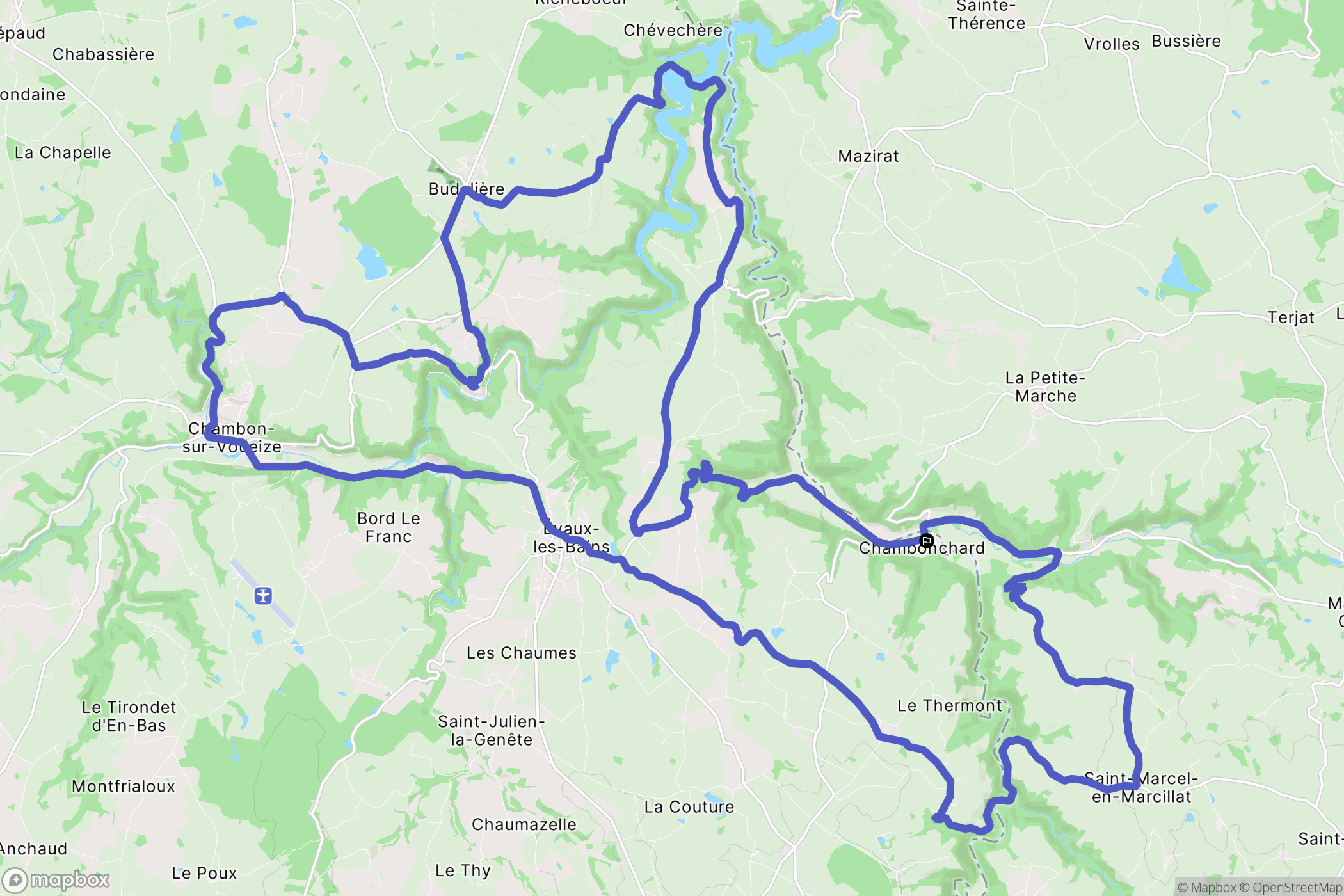 Chambonchard : carte du parcours de randonnée - France