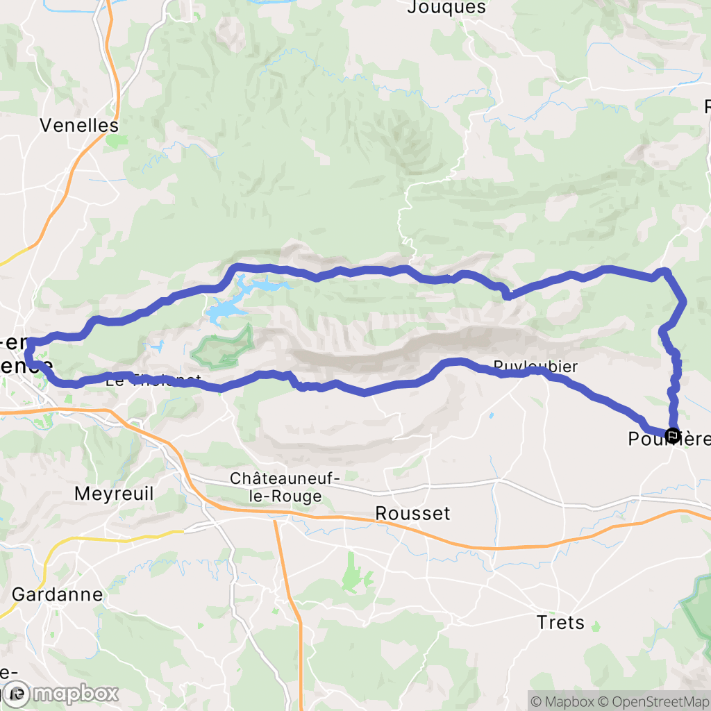 Pourrières : carte du parcours de randonnée - France