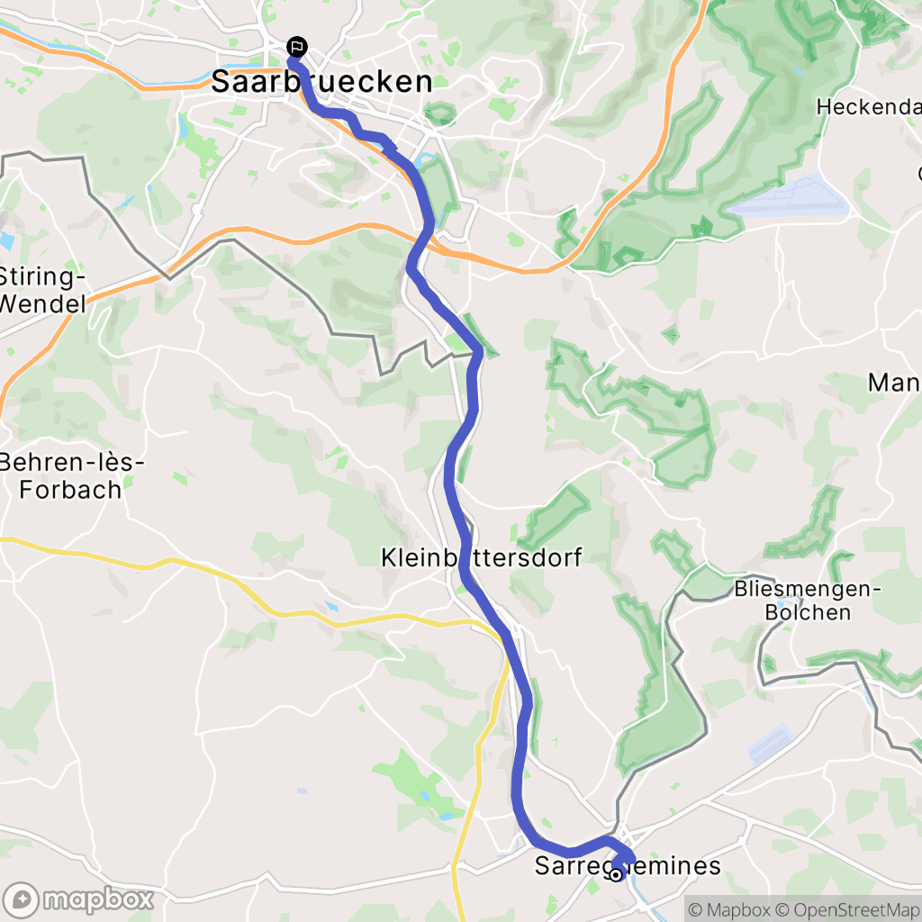 Sarreguemines : carte du parcours de randonnée - France
