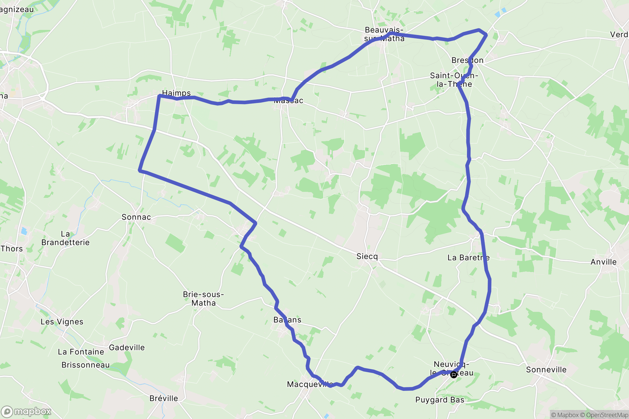 Neuvicq-le-Château : carte du parcours de randonnée - France