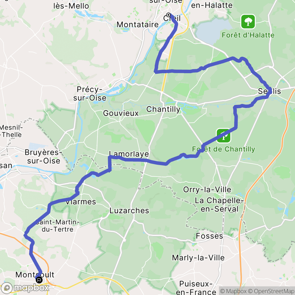 Creil : carte du parcours de randonnée - France