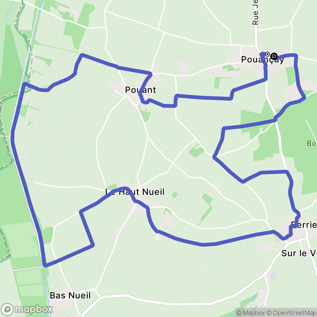 Pouançay : carte du parcours de randonnée - France