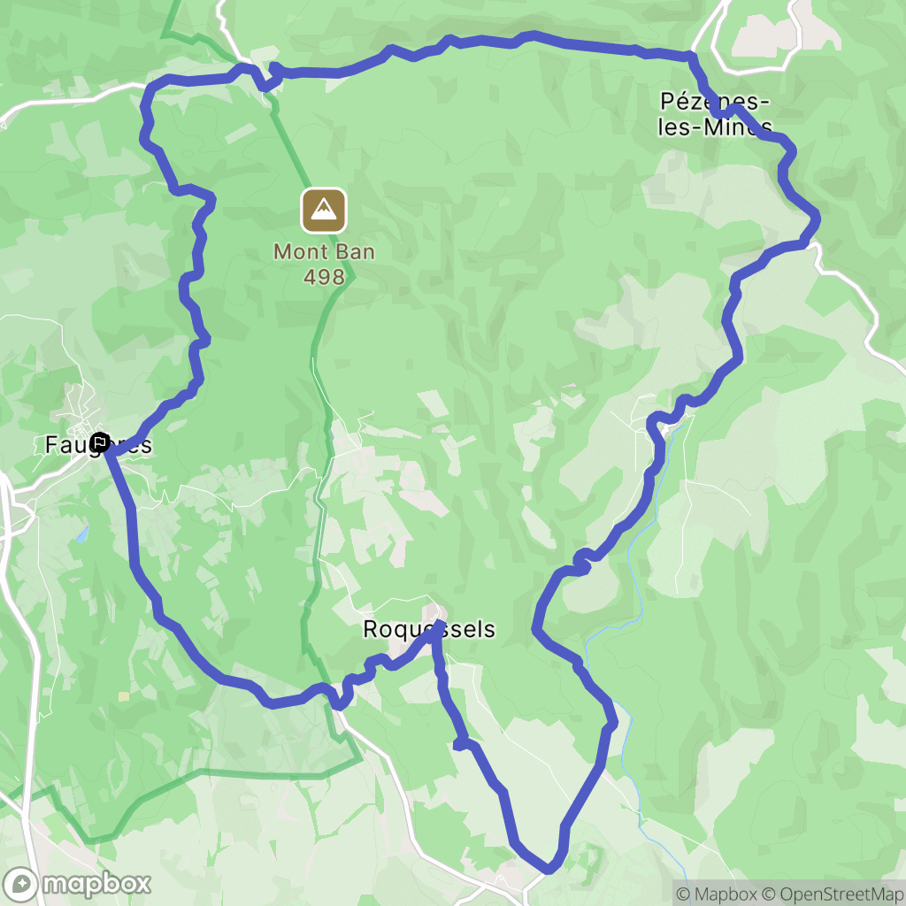 Faugères : carte du parcours de randonnée - France