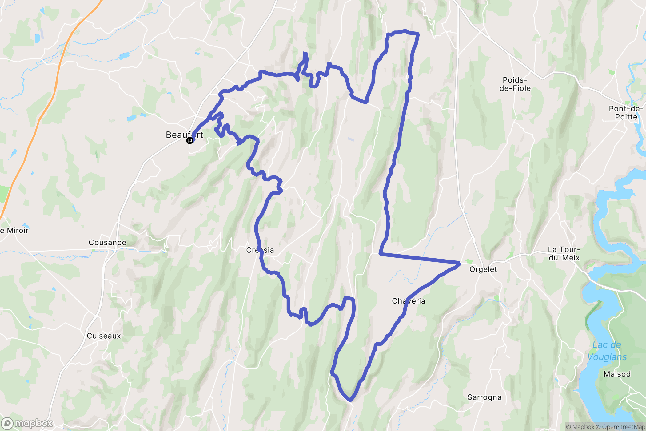 Beaufort-Orbagna : carte du parcours de randonnée - France