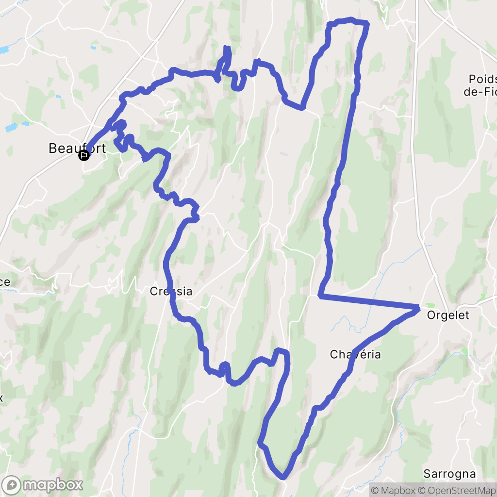 Beaufort-Orbagna : carte du parcours de randonnée - France