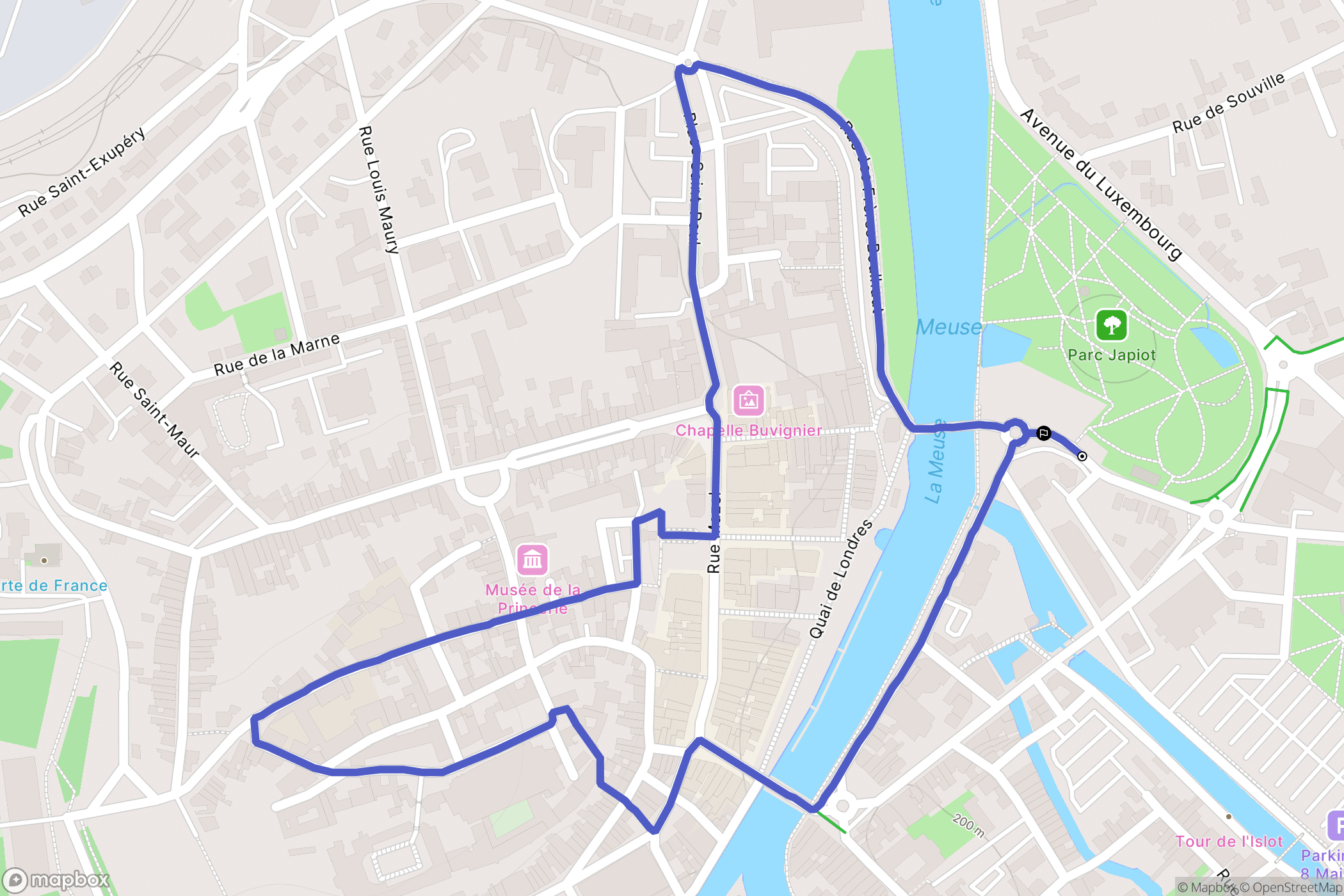 Verdun : carte du parcours de randonnée - France