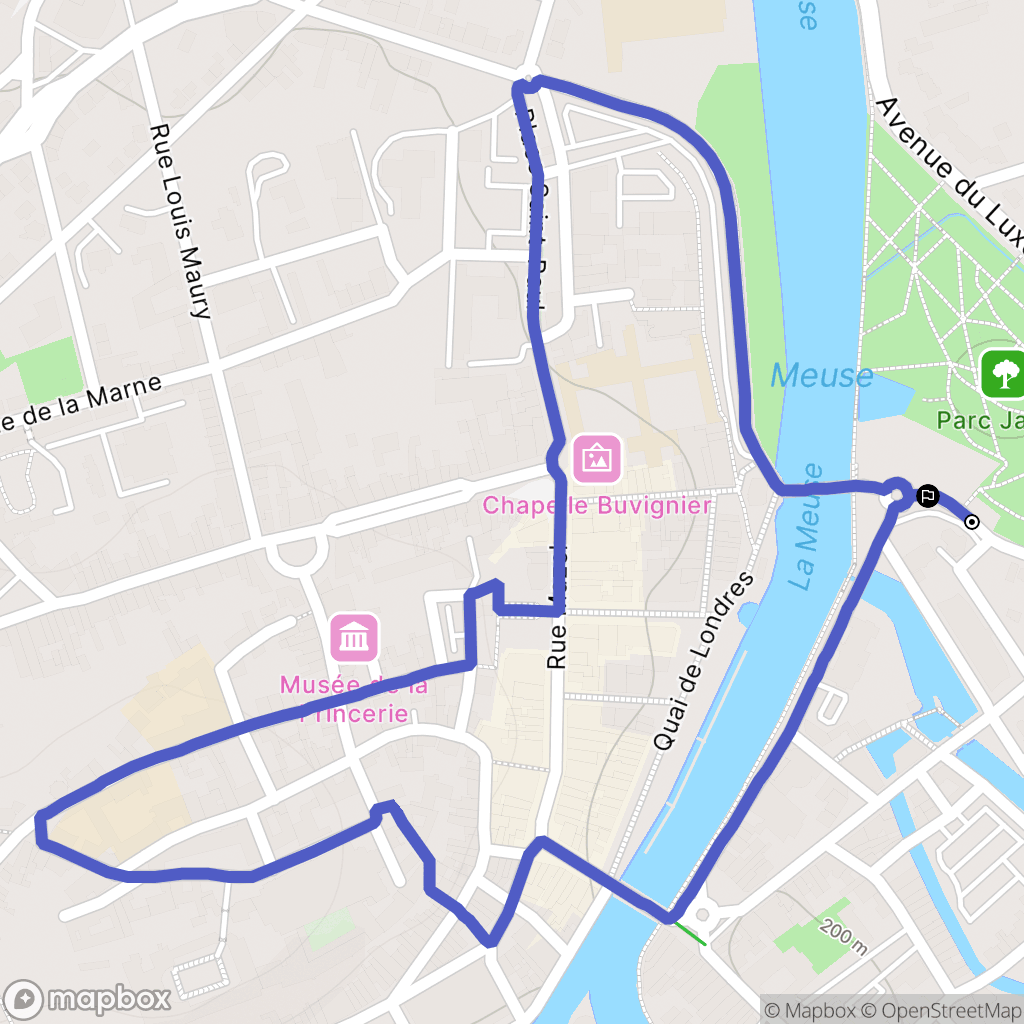 Verdun : carte du parcours de randonnée - France