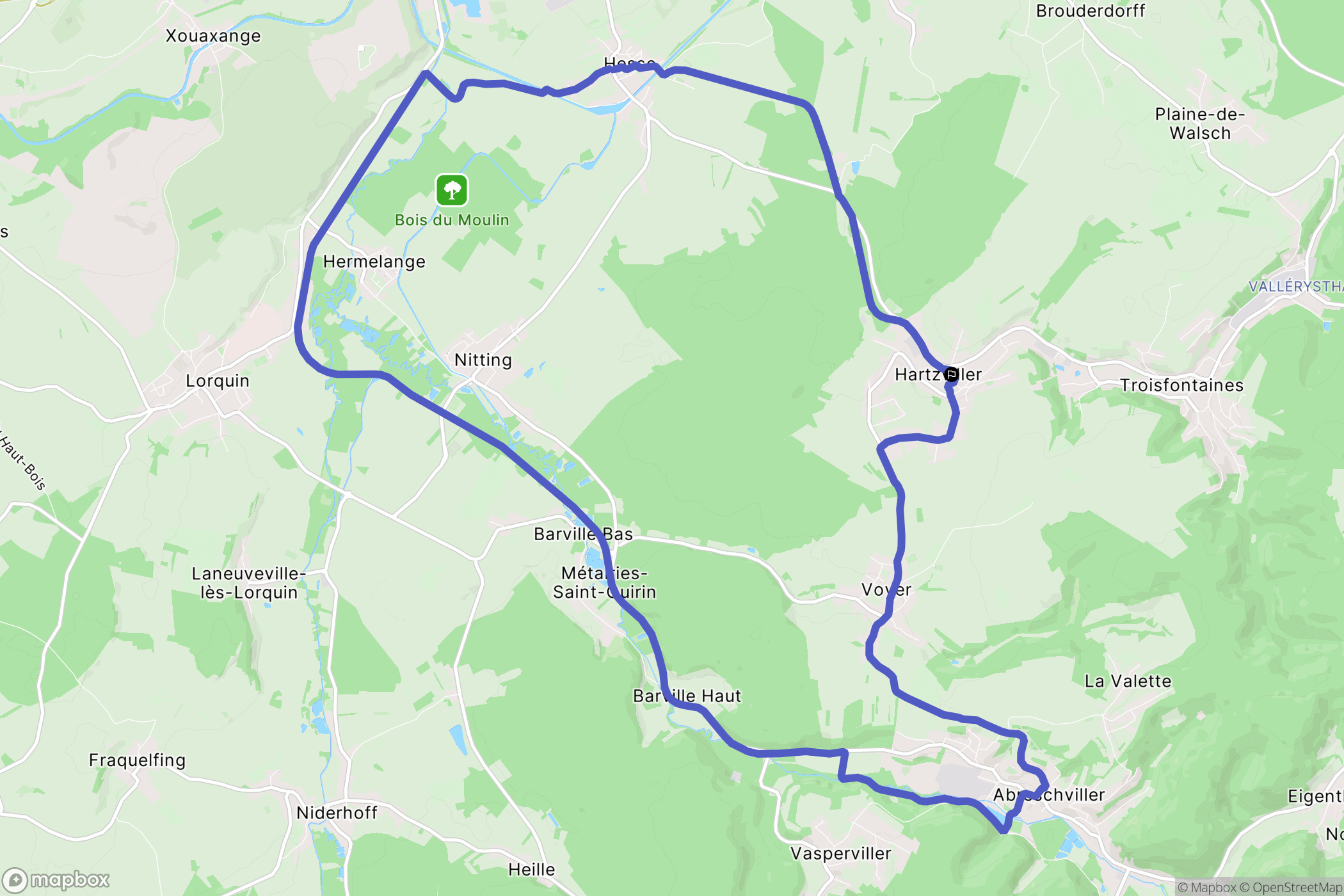 Hartzviller : carte du parcours de randonnée - France