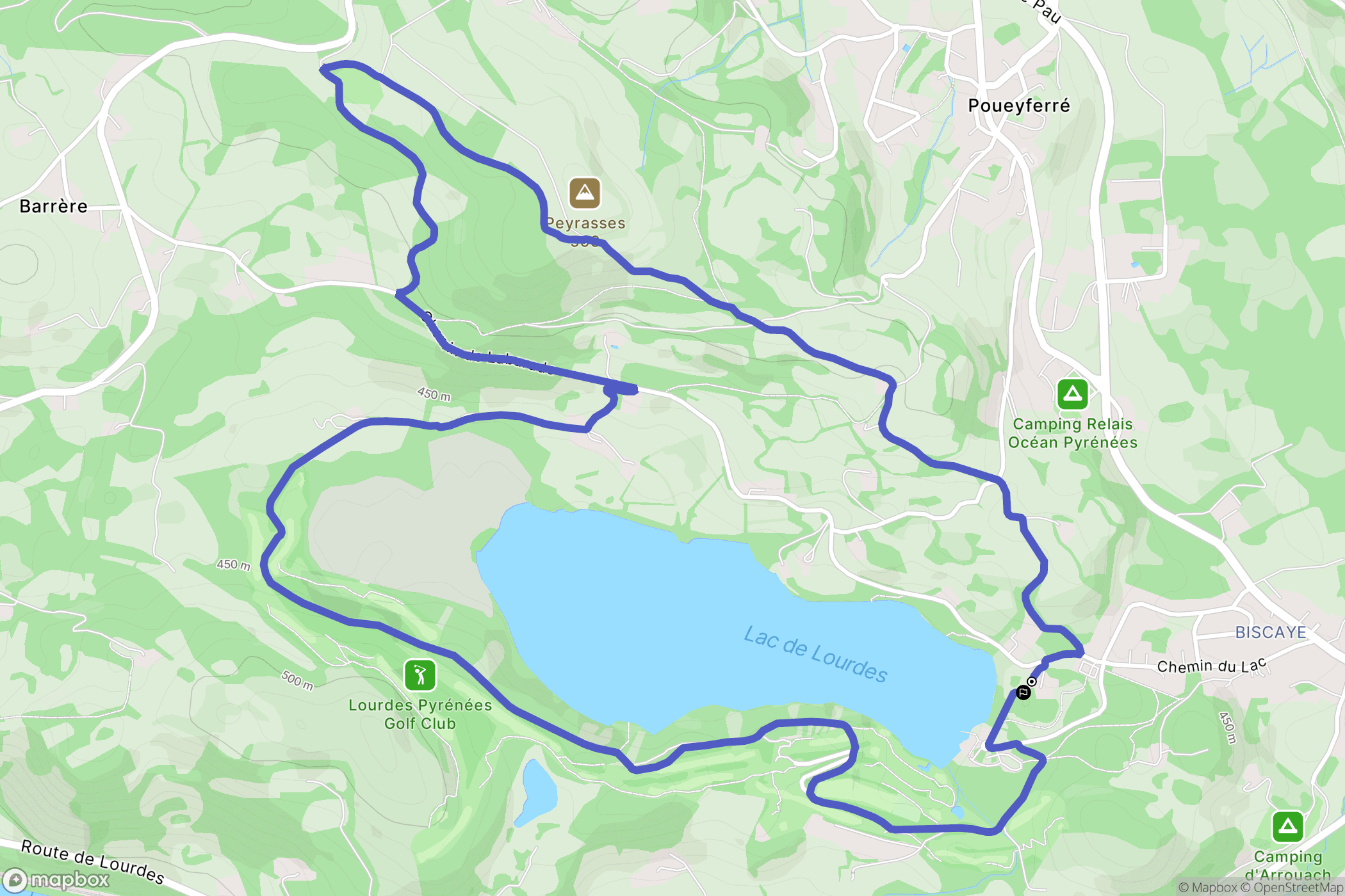 Lourdes : carte du parcours de randonnée - France