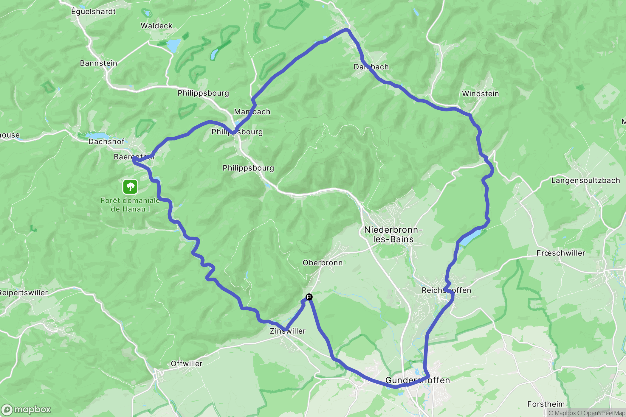 Oberbronn : carte du parcours de randonnée - France