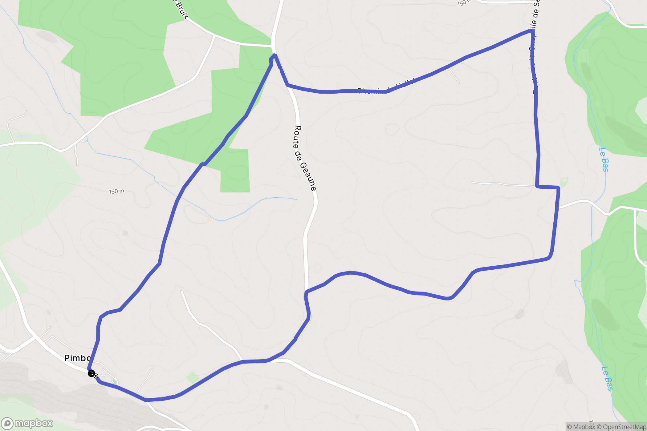 Pimbo : carte du parcours de randonnée - France
