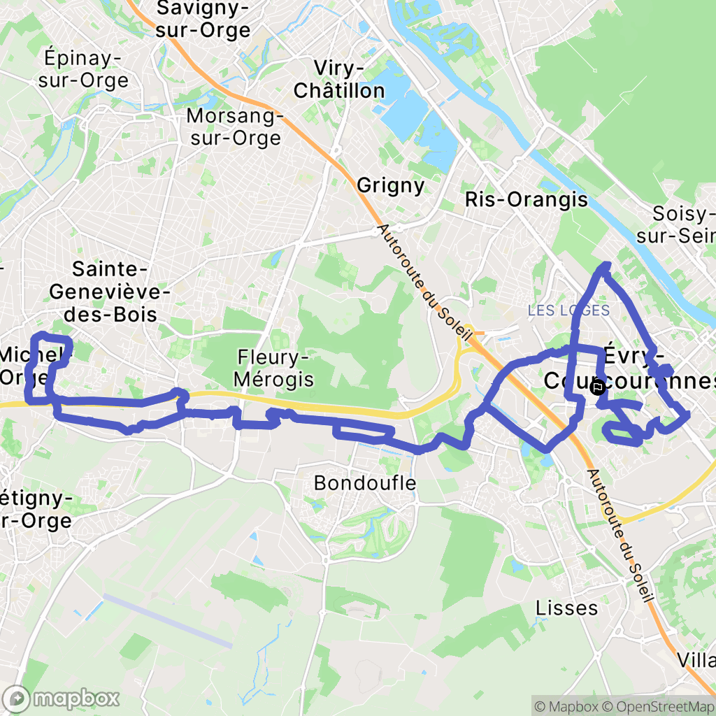 Évry-Courcouronnes : carte du parcours de randonnée - France