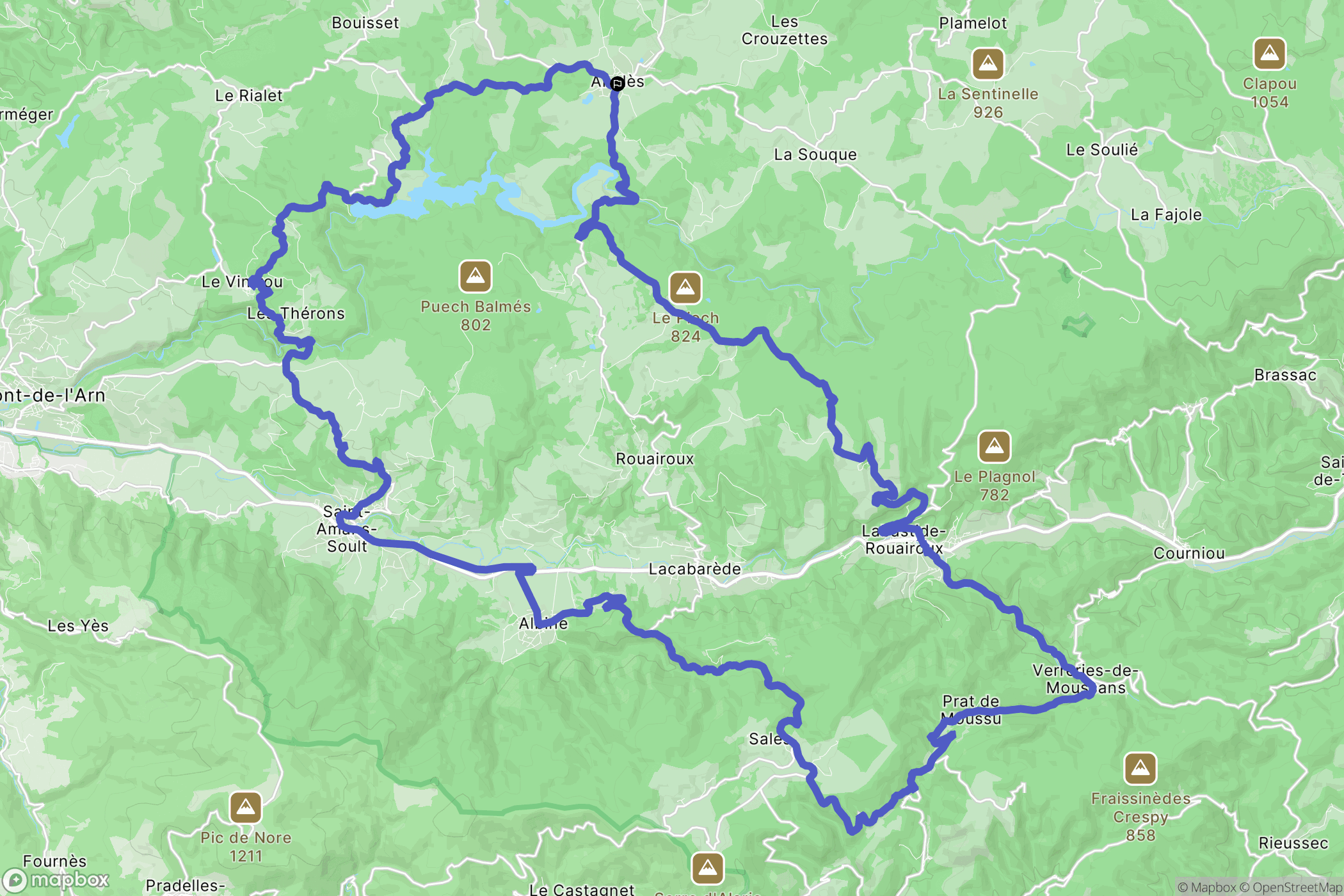 Angles : carte du parcours de randonnée - France