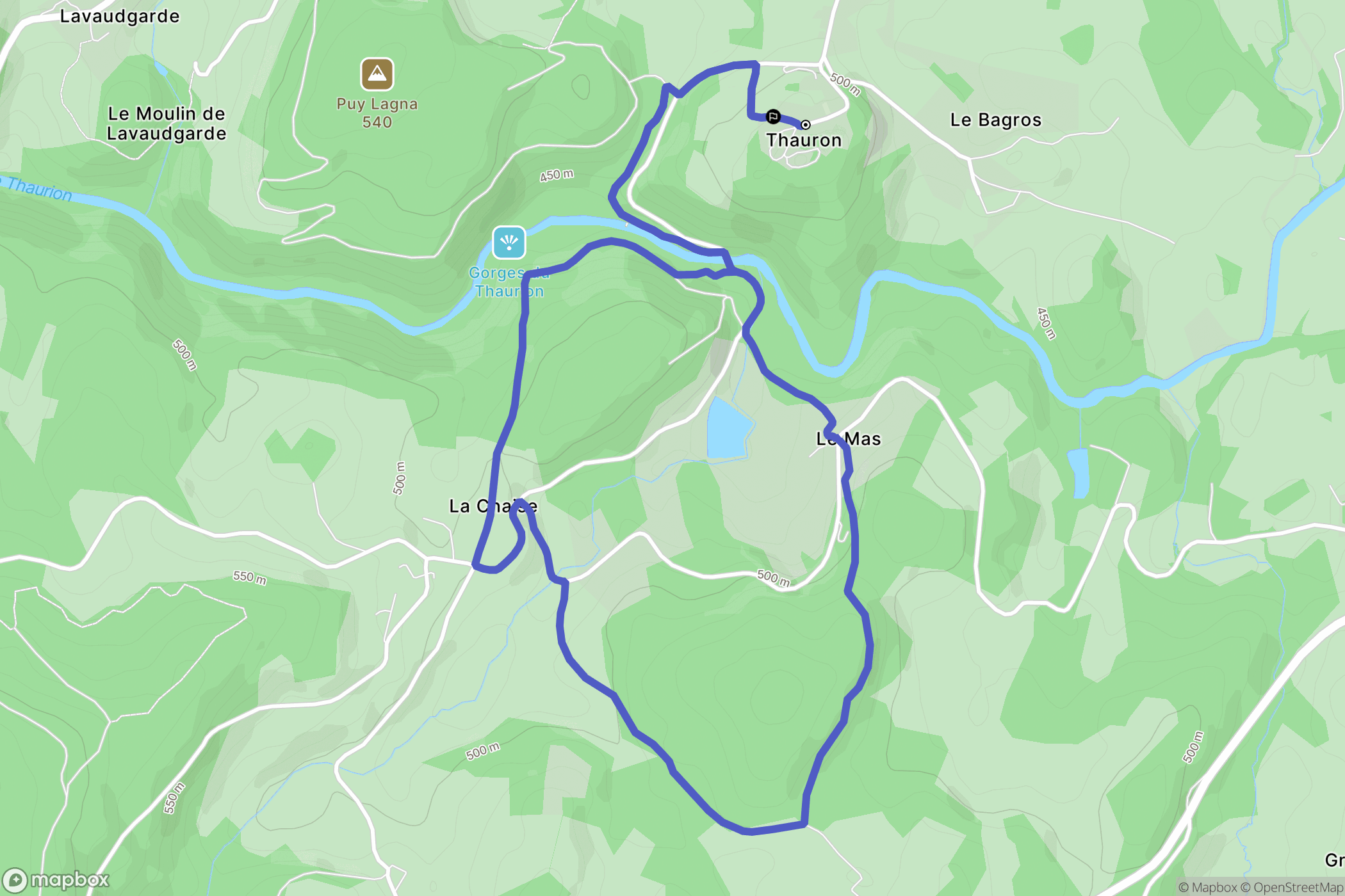 Thauron : carte du parcours de randonnée - France