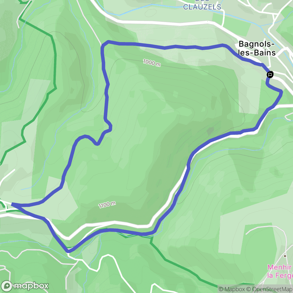 Mont Lozère et Goulet : carte du parcours de randonnée - France