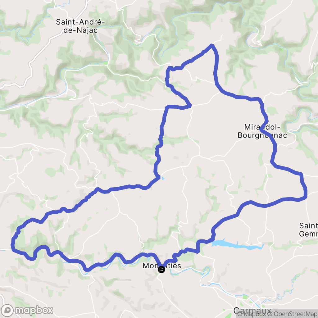 Monestiés : carte du parcours de randonnée - France