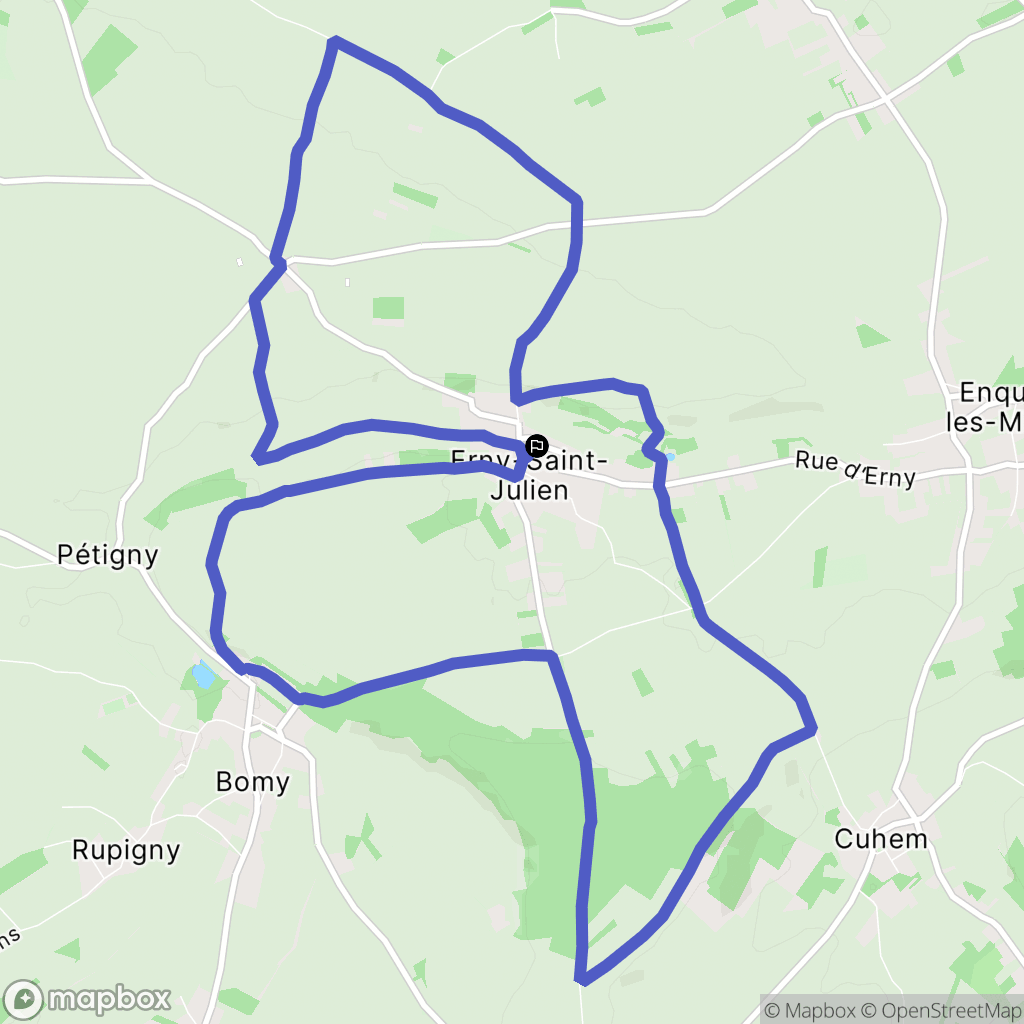 Erny-Saint-Julien : carte du parcours de randonnée - France
