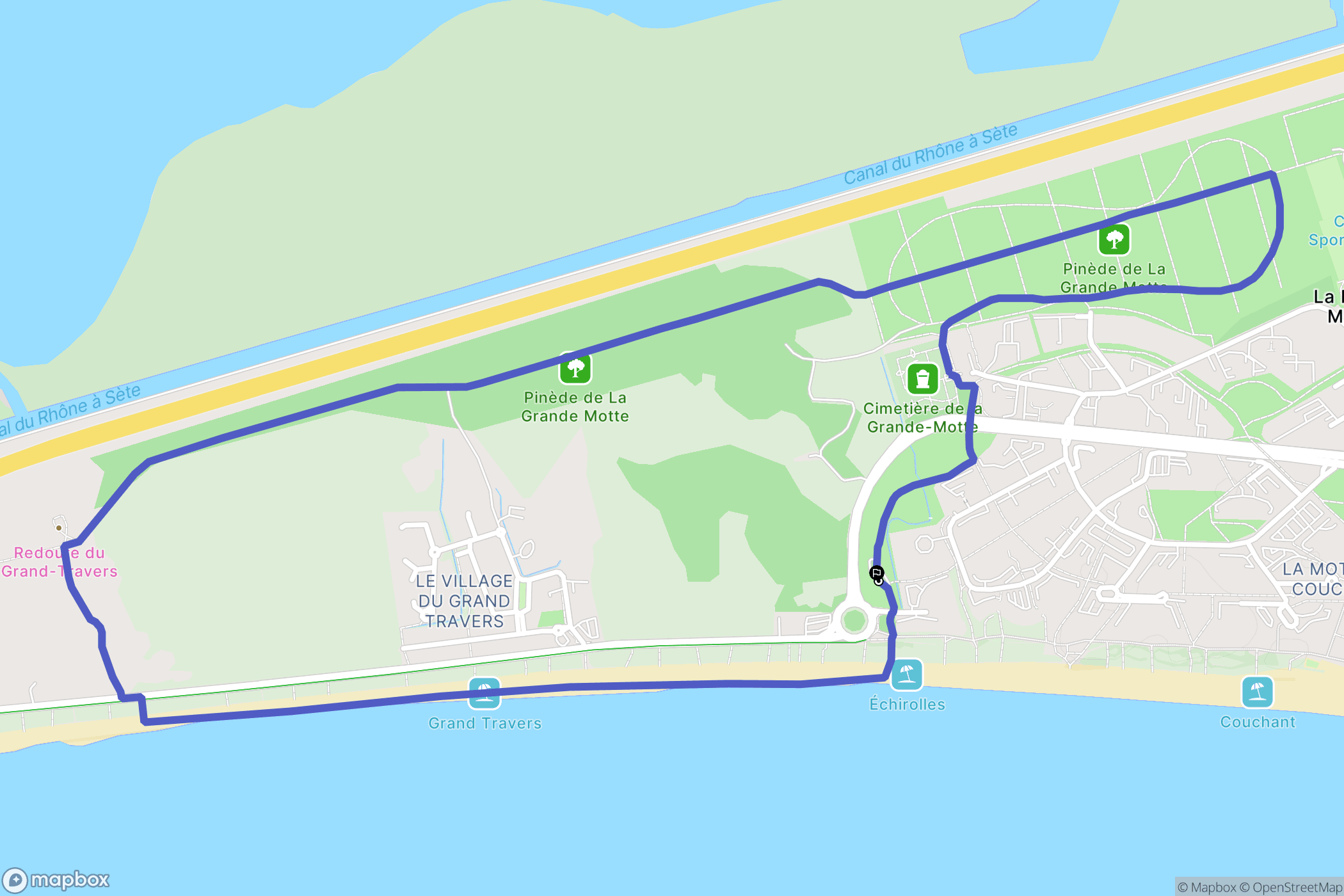 La Grande-Motte : carte du parcours de randonnée - France
