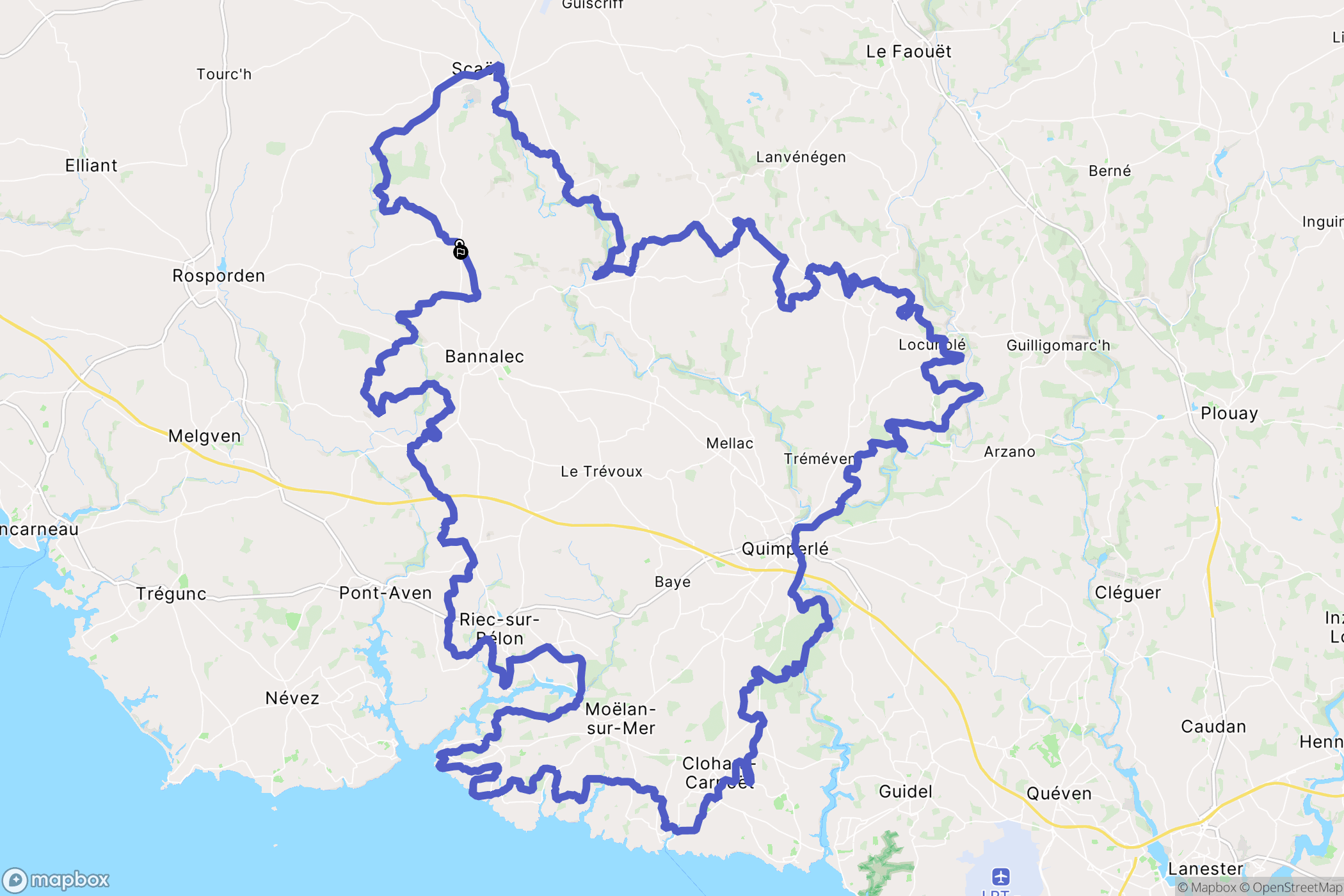Scaër : carte du parcours de randonnée - France