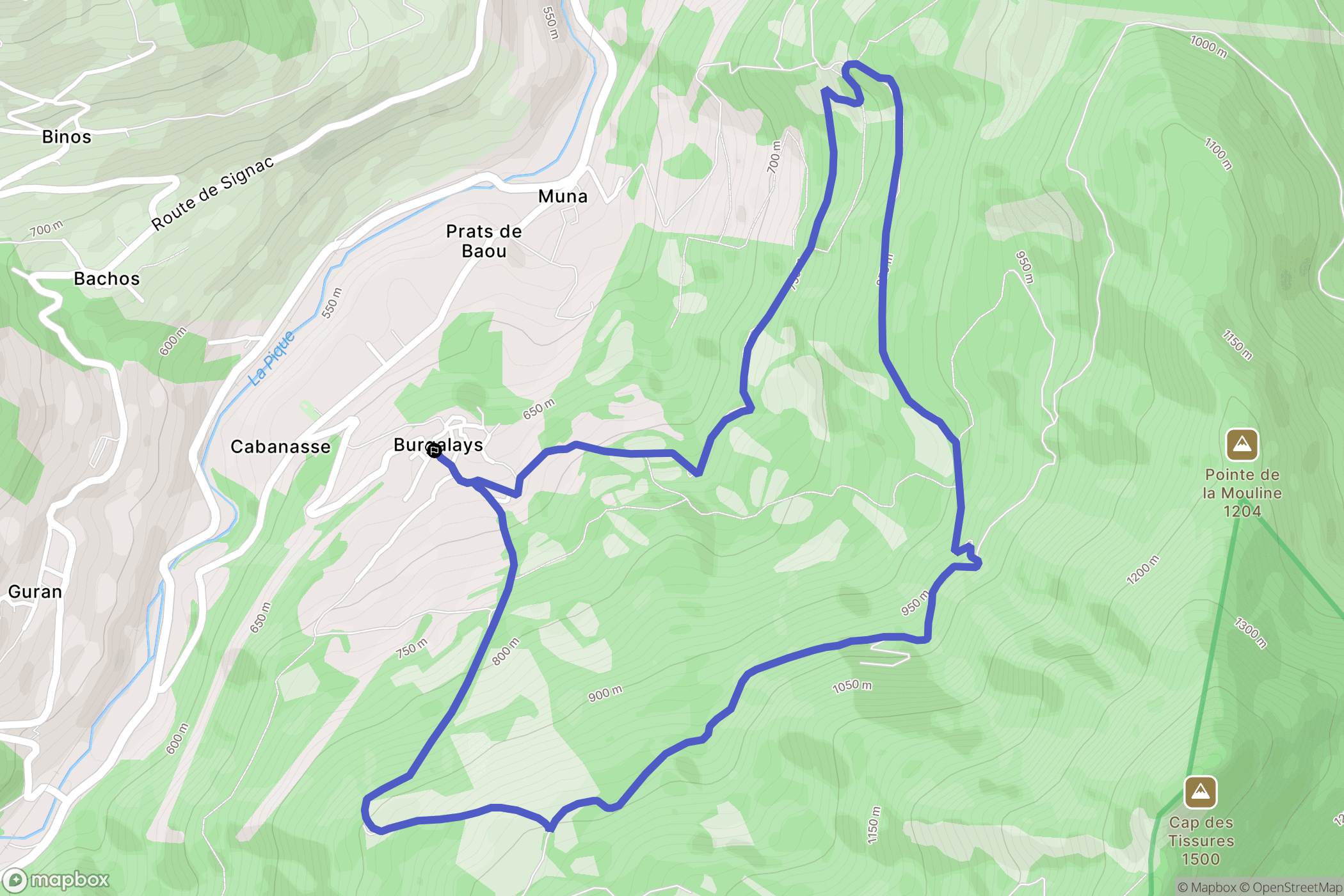 Burgalays : carte du parcours de randonnée - France