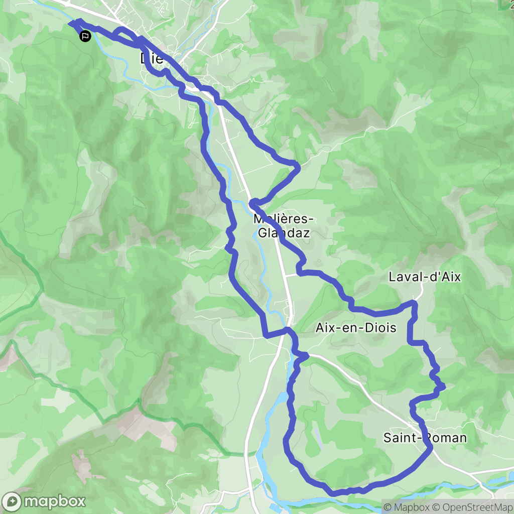 Die : carte du parcours de randonnée - France