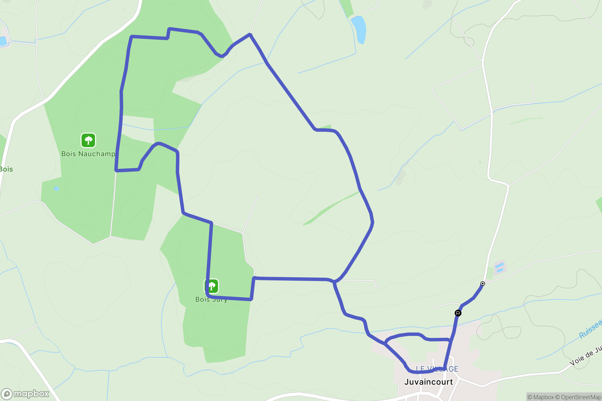Juvaincourt : carte du parcours de randonnée - France