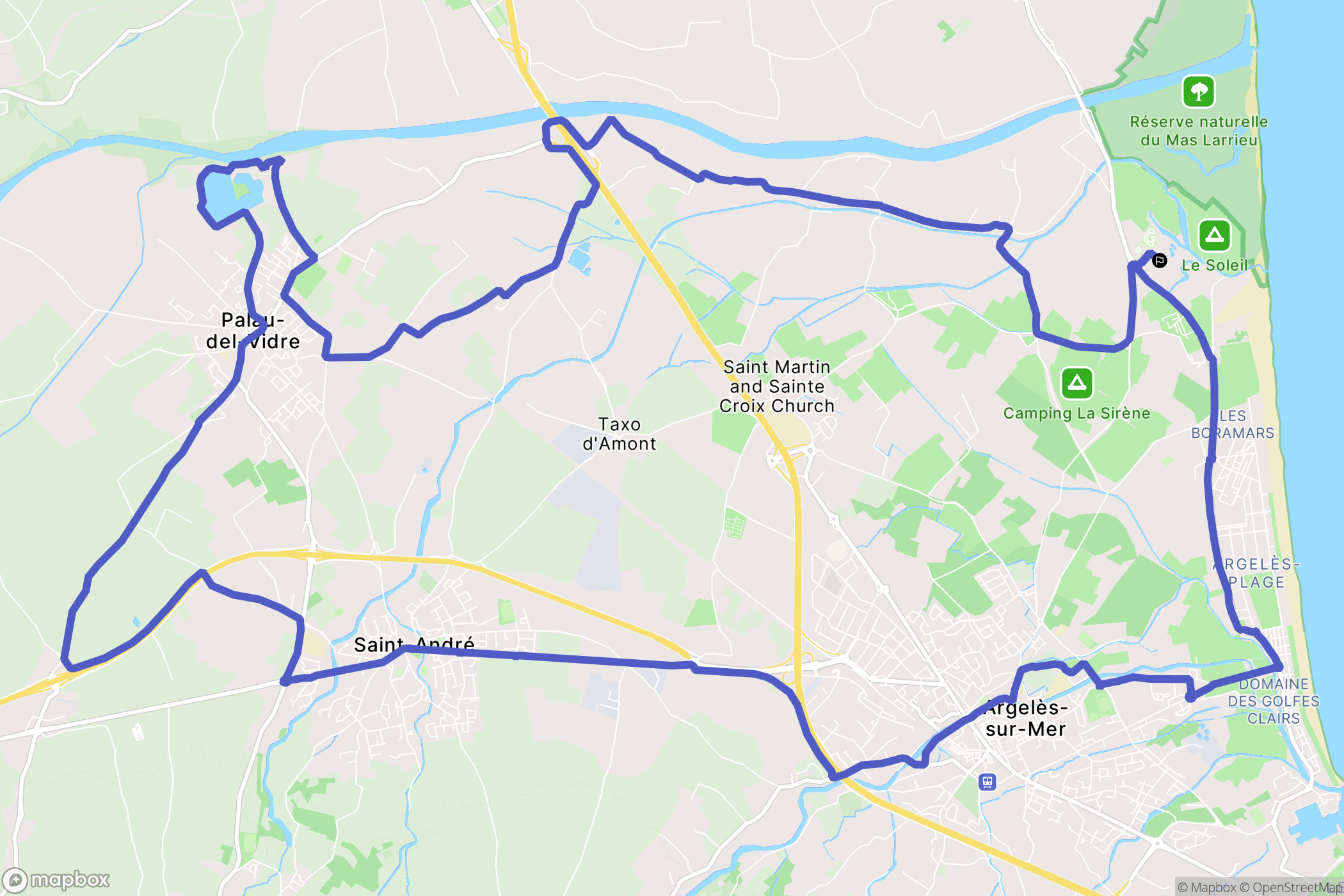Argelès-sur-Mer : carte du parcours de randonnée - France