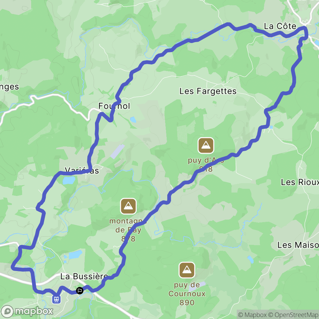 Pérols-sur-Vézère : carte du parcours de randonnée - France