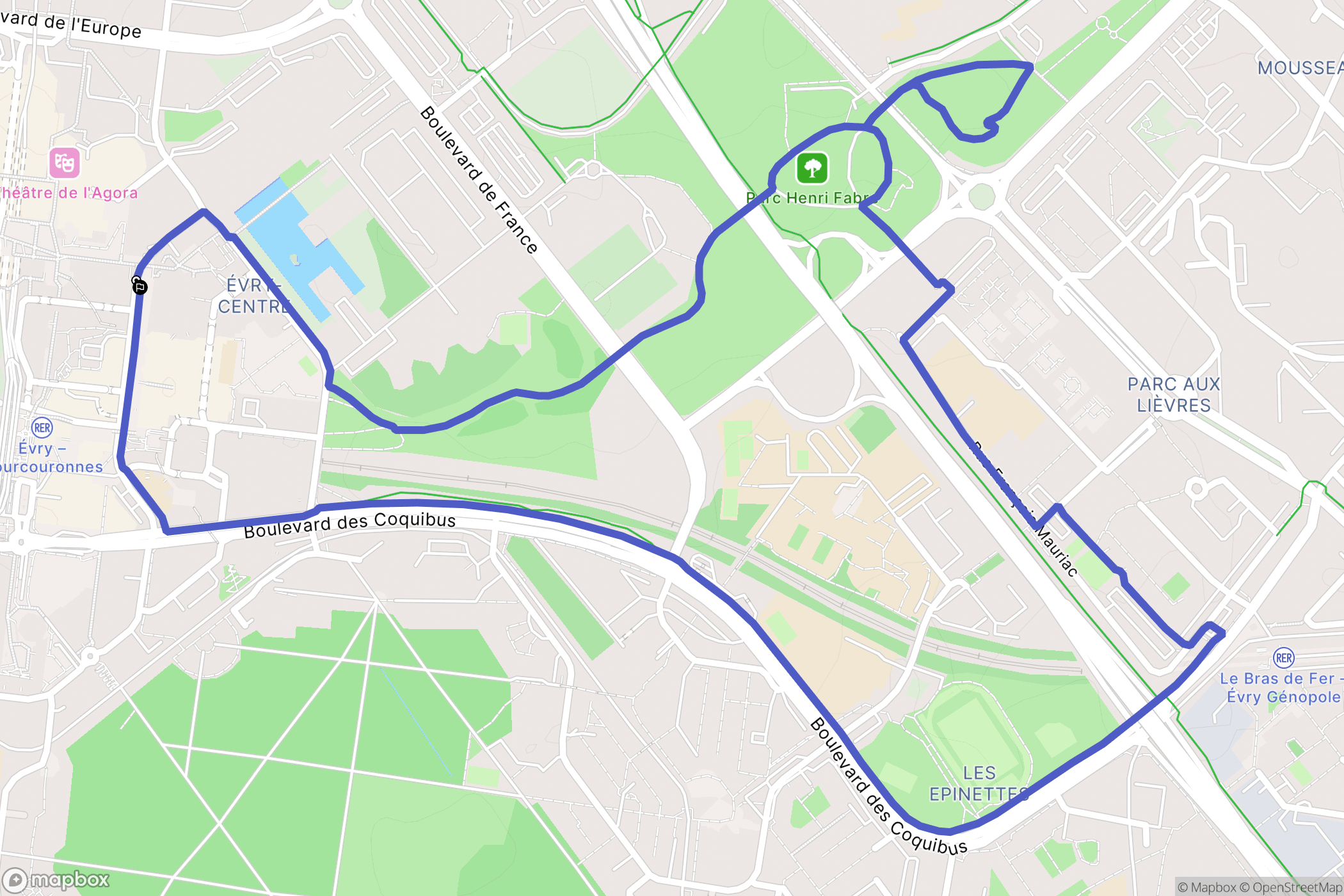 Évry-Courcouronnes : carte du parcours de randonnée - France