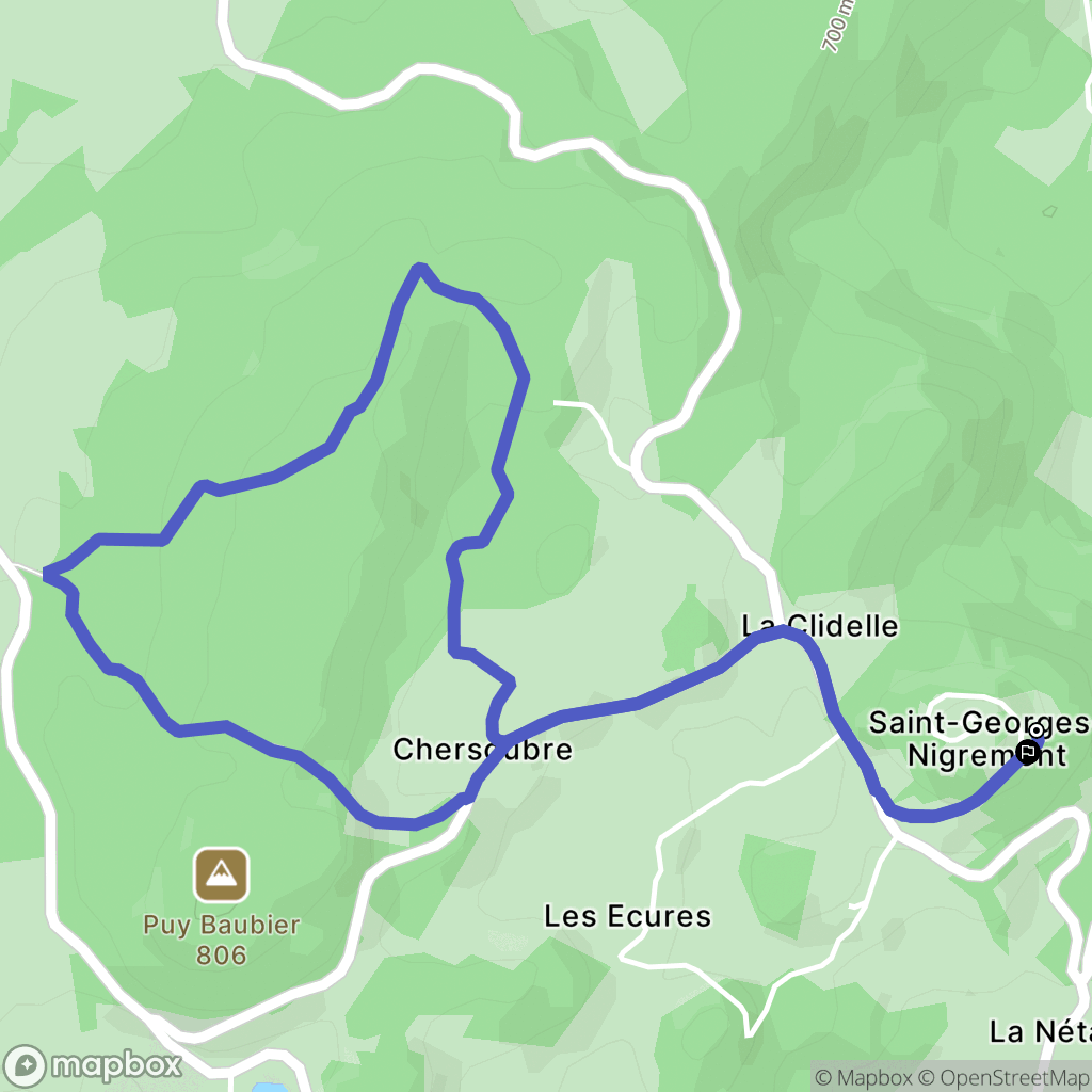Saint-Georges-Nigremont : carte du parcours de randonnée - France