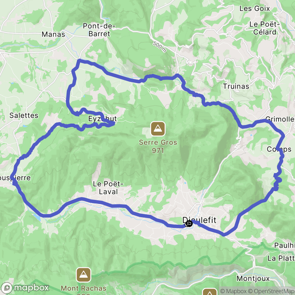 Dieulefit : carte du parcours de randonnée - France