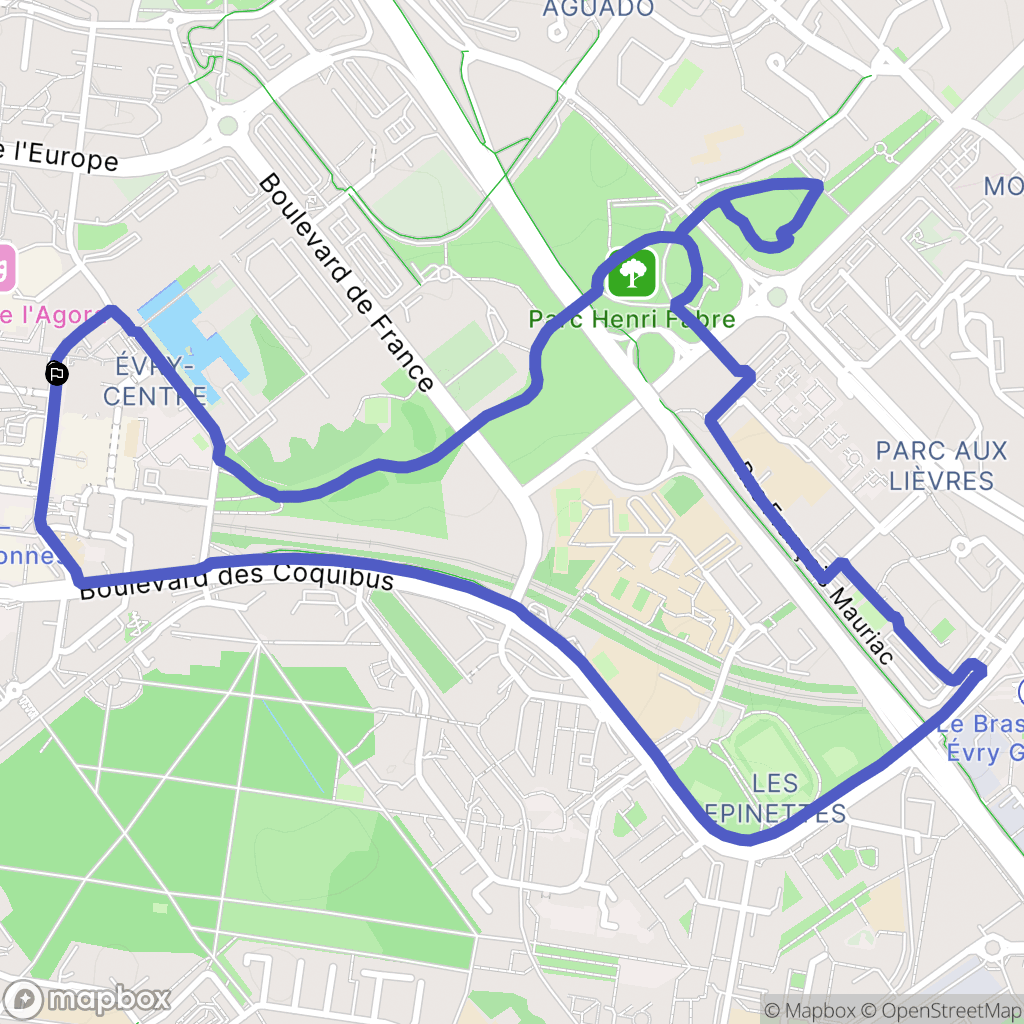 Évry-Courcouronnes : carte du parcours de randonnée - France