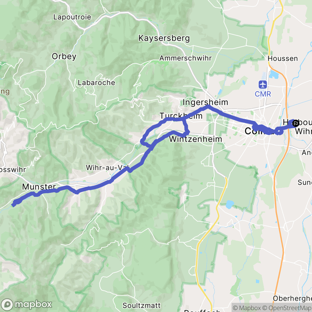 Horbourg-Wihr : carte du parcours de randonnée - France