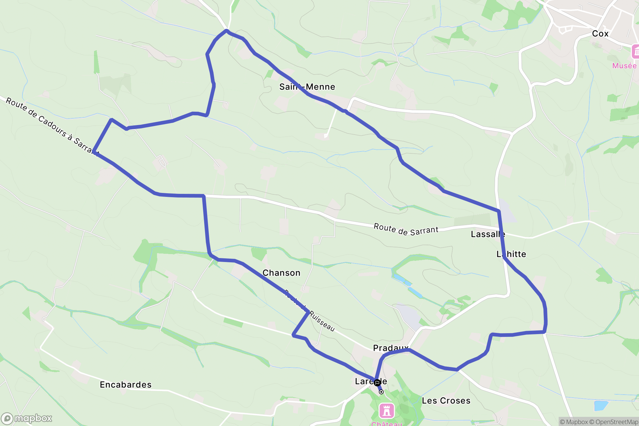Laréole : carte du parcours de randonnée - France