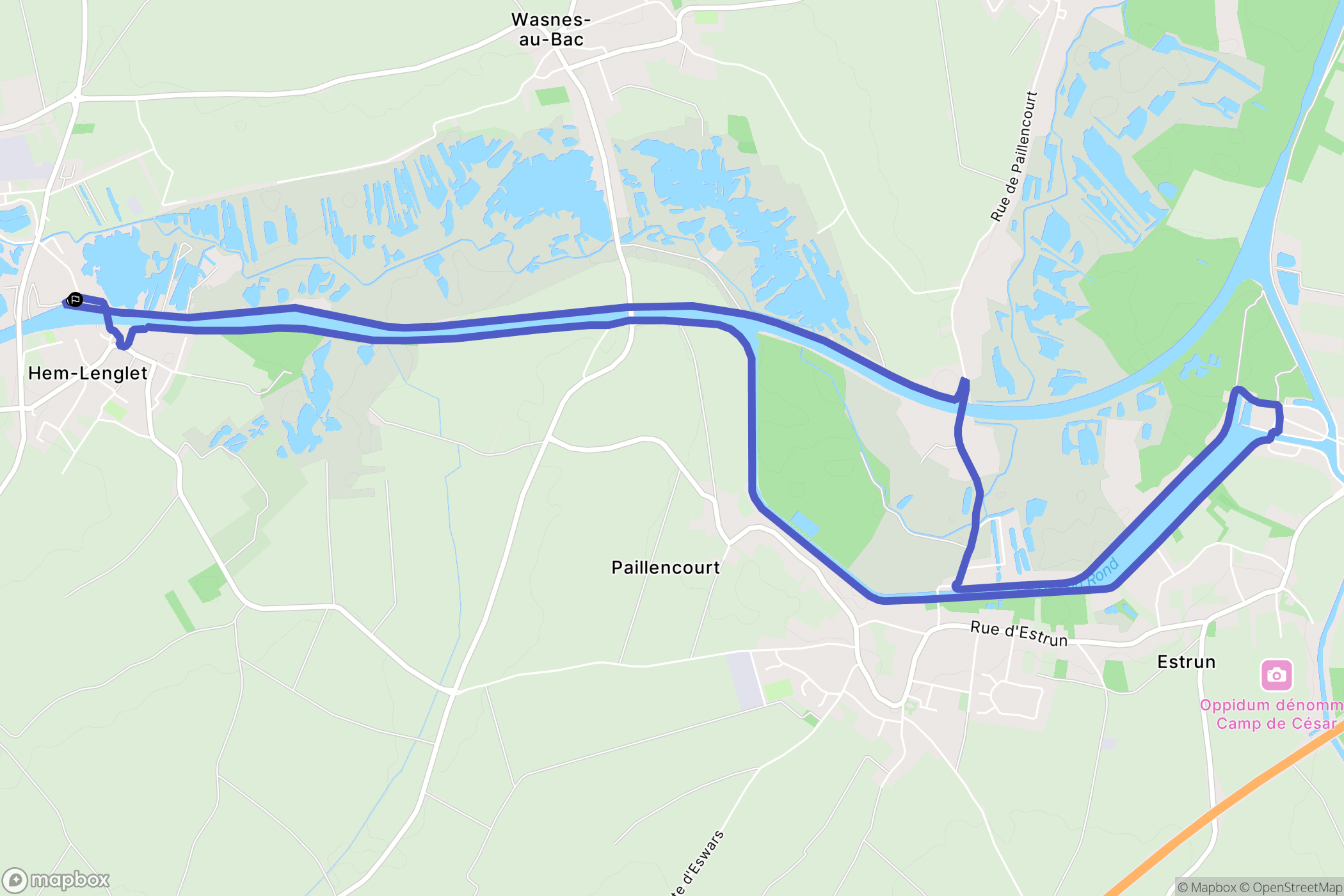 Féchain : carte du parcours de randonnée - France