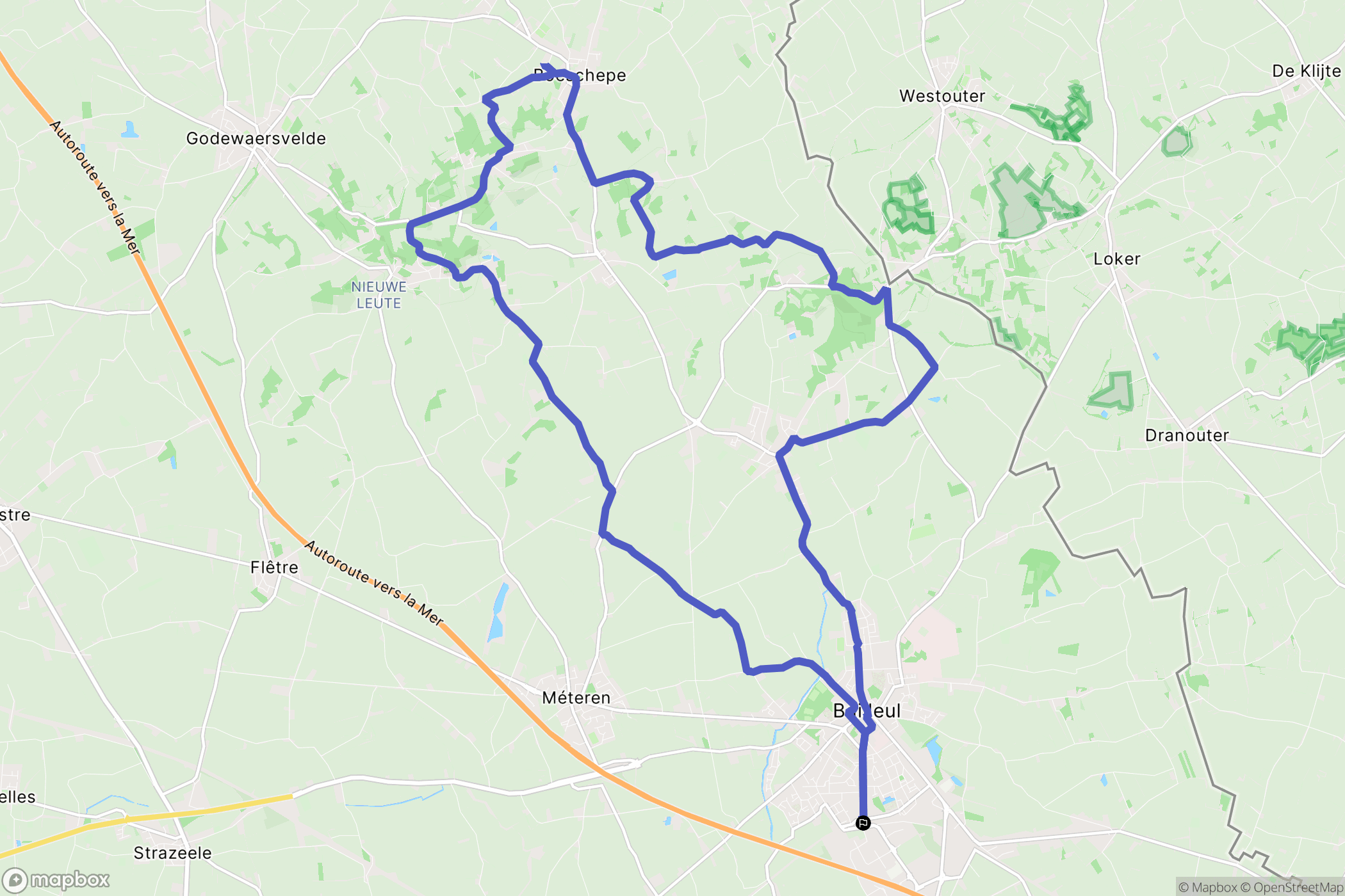 Bailleul : carte du parcours de randonnée - France