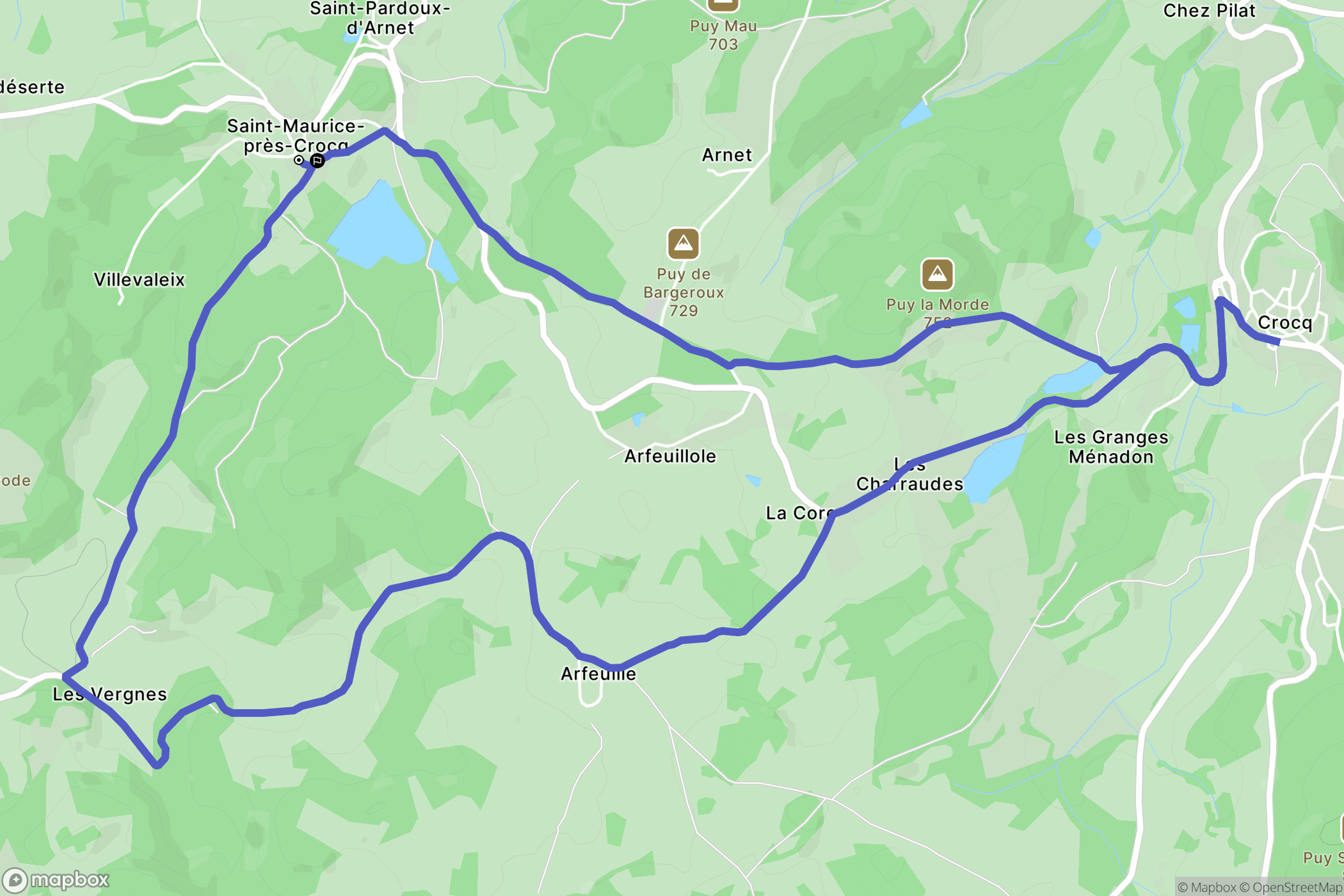 Saint-Maurice-Près-Crocq : carte du parcours de randonnée - France