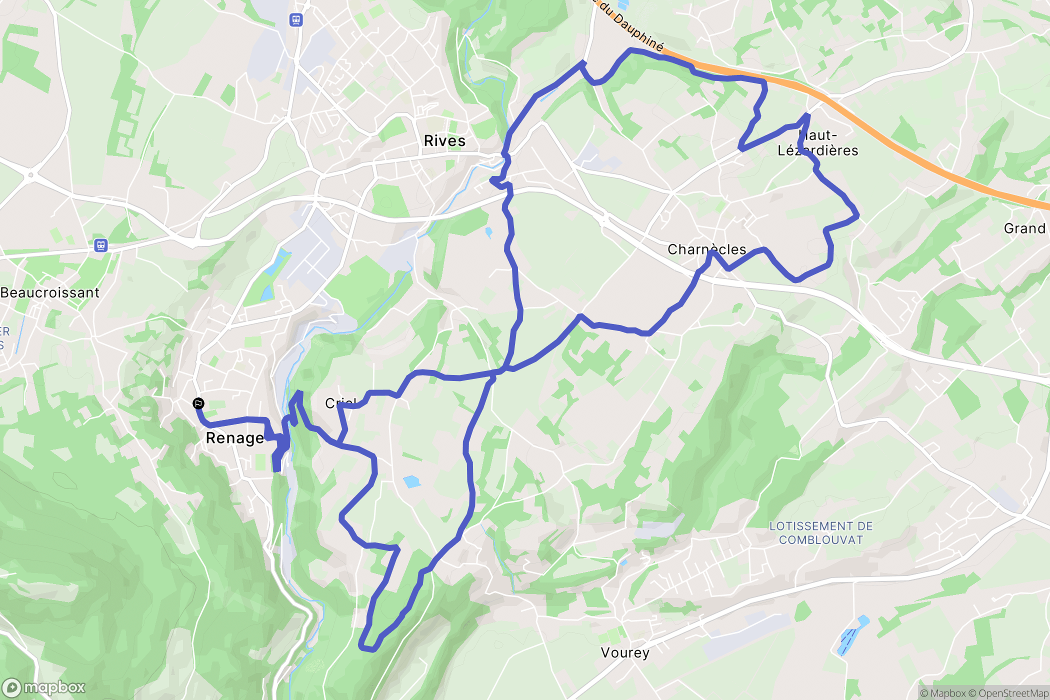 Renage : carte du parcours de randonnée - France