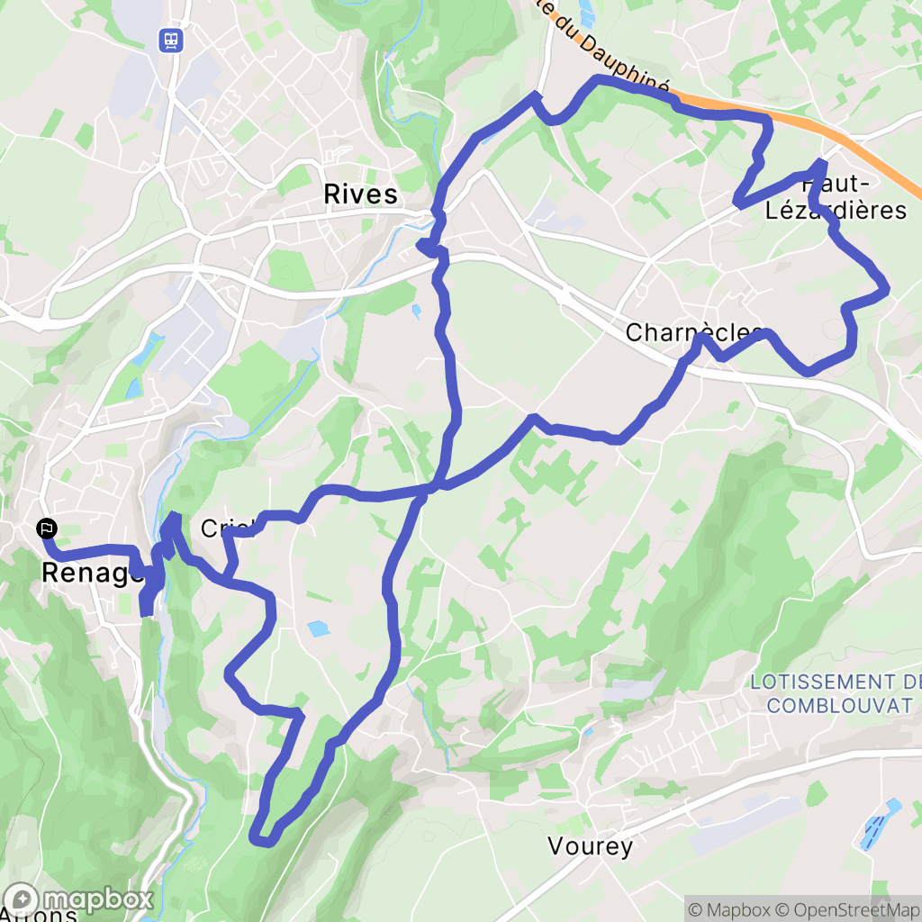 Renage : carte du parcours de randonnée - France
