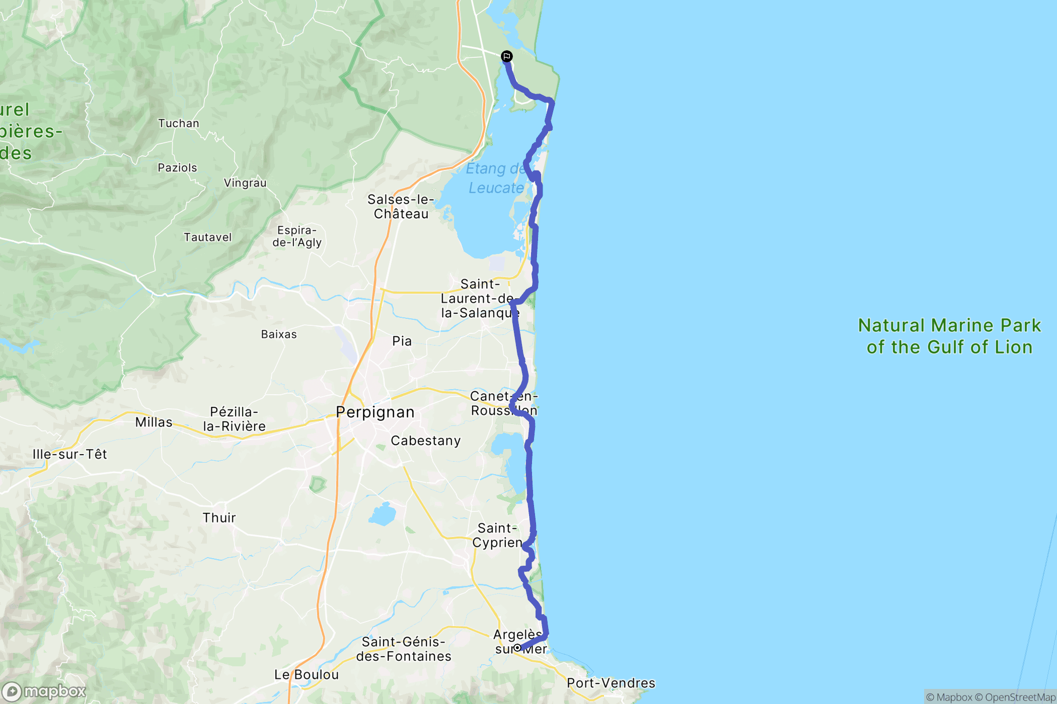 Argelès-sur-Mer : carte du parcours de randonnée - France